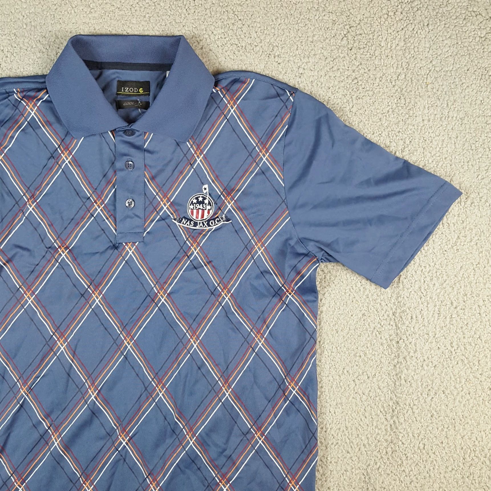 Izod VINTAGE IZOD Golf Polo Shirt NAS JAX Naval Air Station Argyle Collared Polo Shirt Blue M Men Polo Shirt 90s Preppy Beach Classic. Size US M / EU 48-50 / 2 - 2 Thumbnail