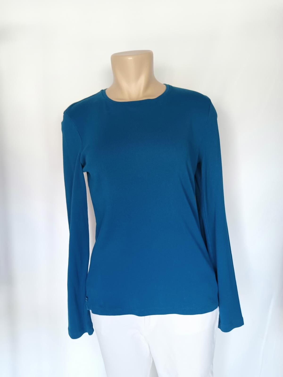 Designer Stylish Long Sleeve Top in Vibrant Teal Size M / US 6-8 / IT 42-44 - 1 Thumbnail