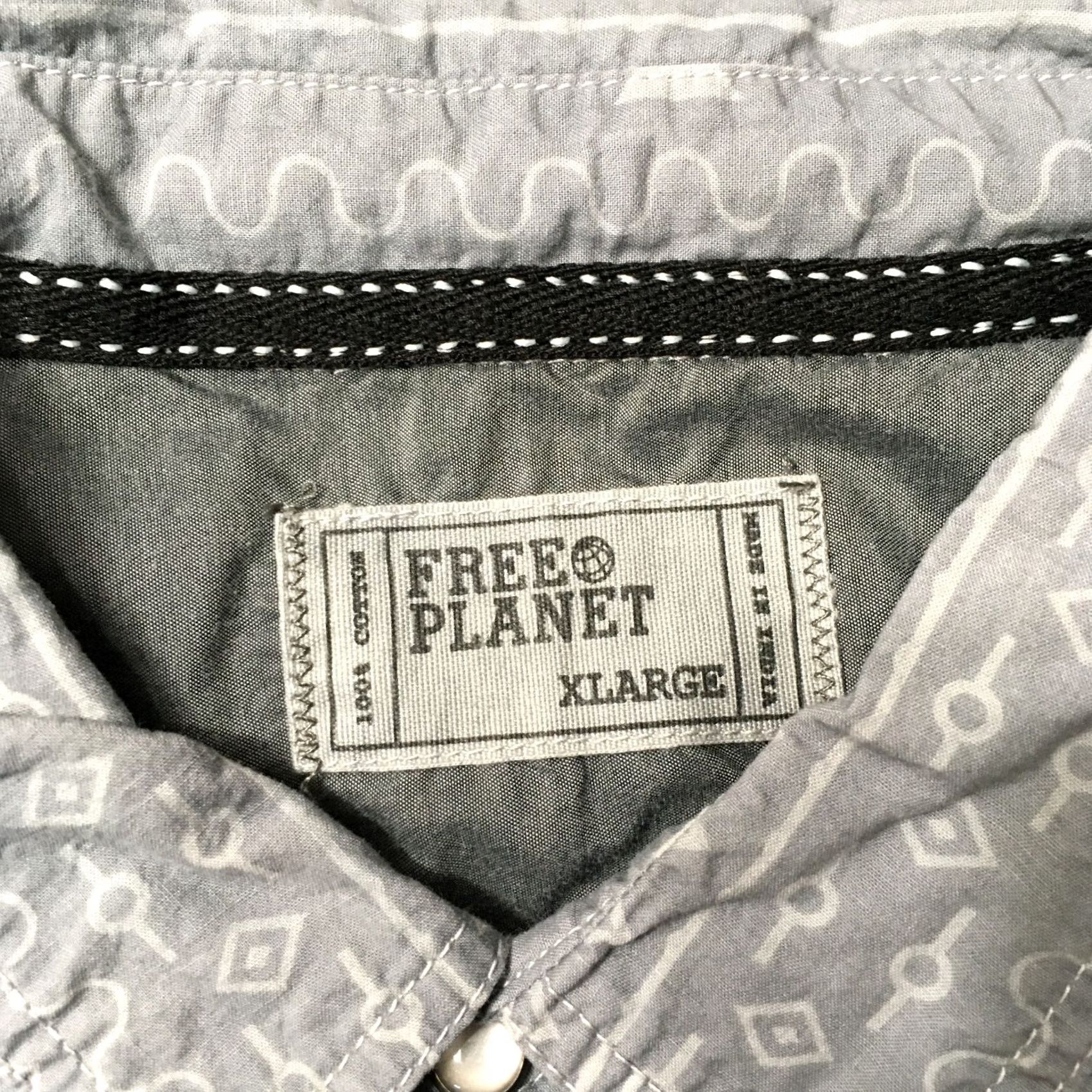 Vintage Free Planet Shirt Men's XL gray Tropical cotton pearl snap Button Up Size US XL / EU 56 / 4 - 2 Thumbnail