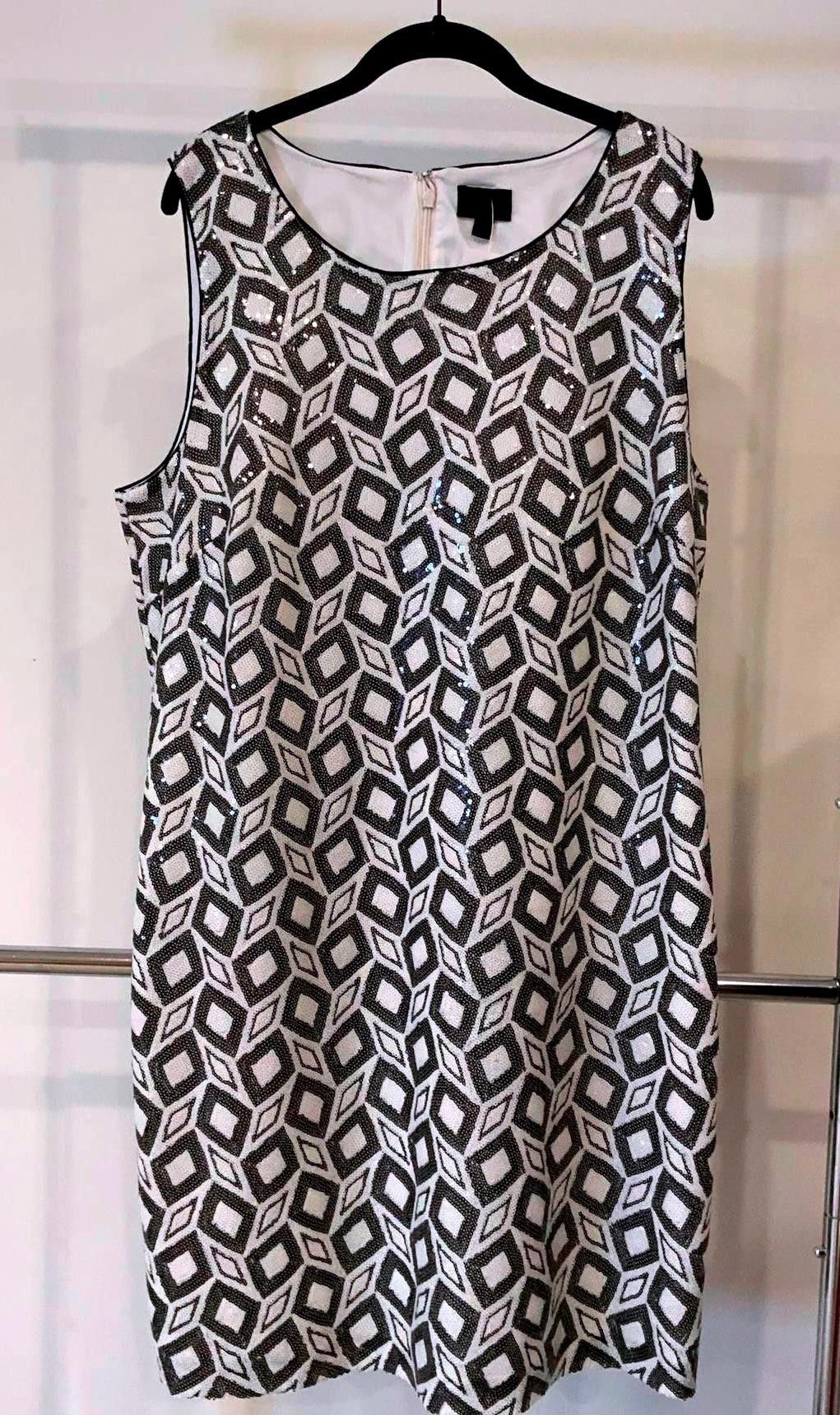 Banana Republic Banana Republic Black and White Geometric Dress - Size 16 Size L / US 10 / IT 46 - 1 Thumbnail