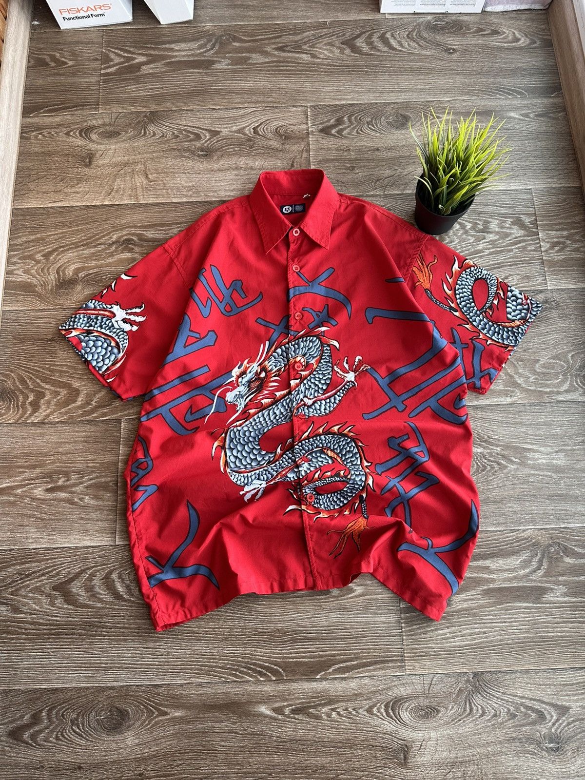 Affliction 🔥 Vintage 2000s Affliction Dragon Hawaiian Button Up Shirt Size US L / EU 52-54 / 3 - 1 Thumbnail