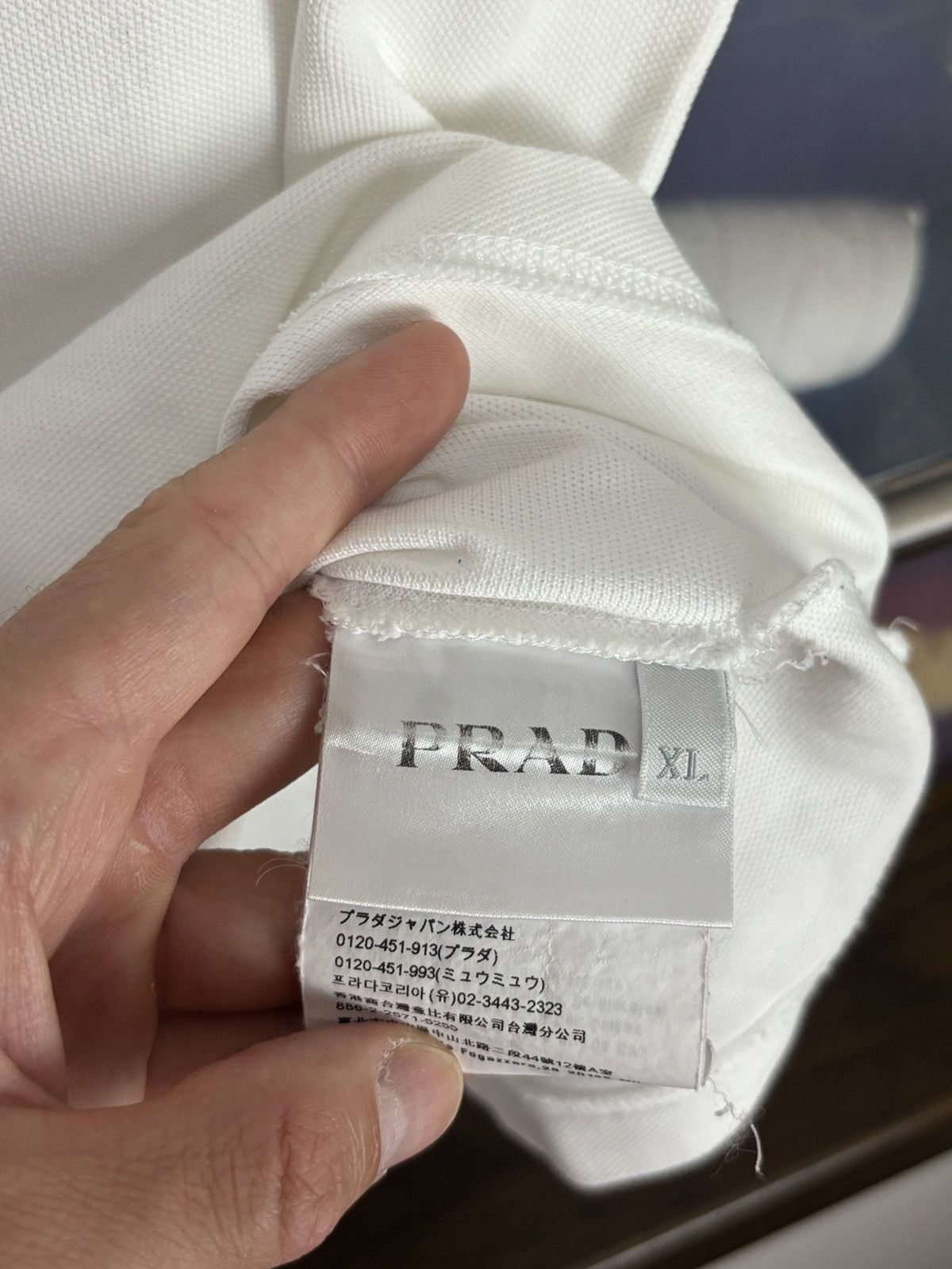 Prada Prada White Tab Luxury Polo Shirt Designer Vintage Size US XL / EU 56 / 4 - 9 Thumbnail