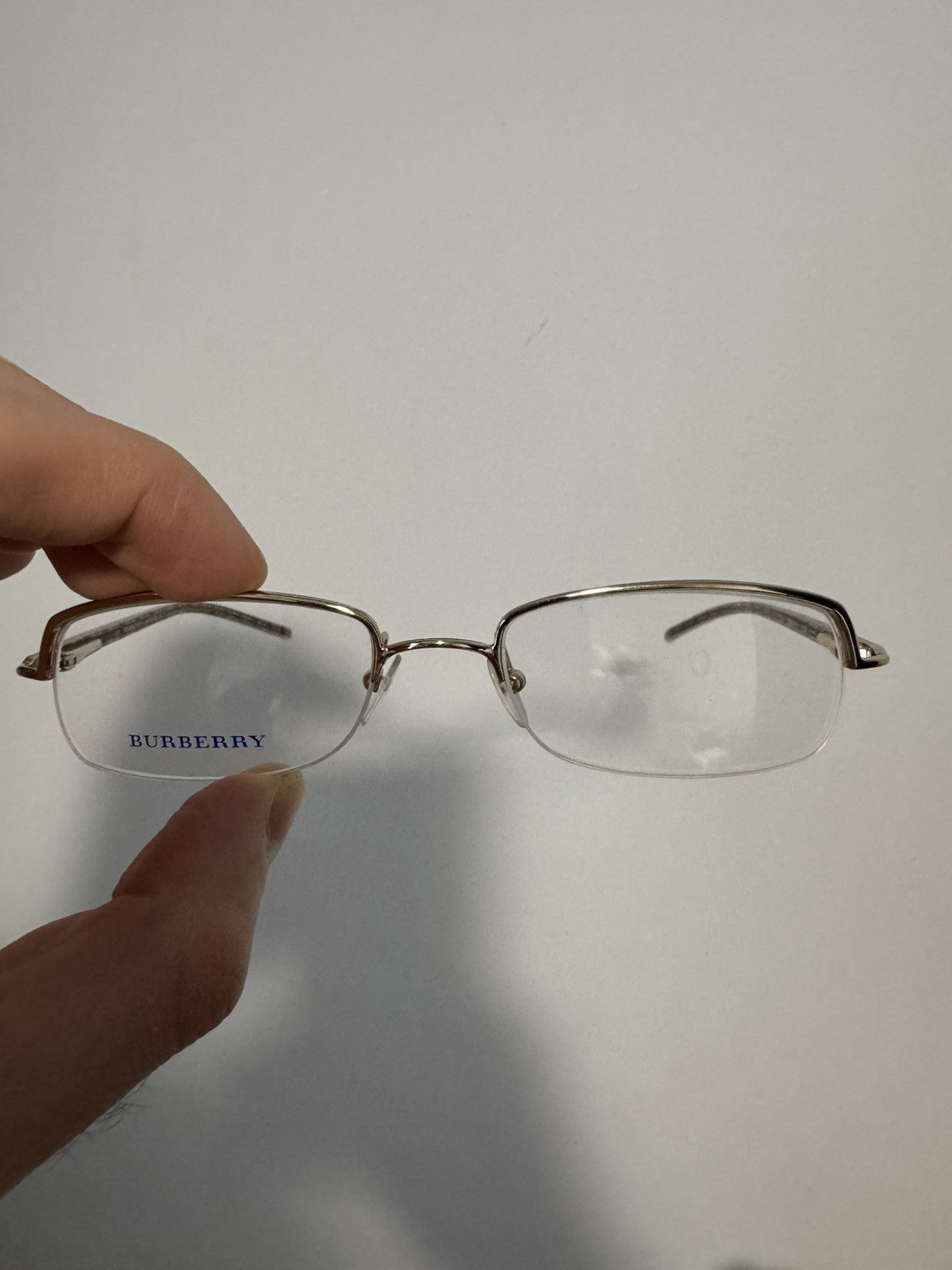 Burberry Burberry 90s Gold Checked Half - Rim Glasses Size ONE SIZE - 4 Thumbnail