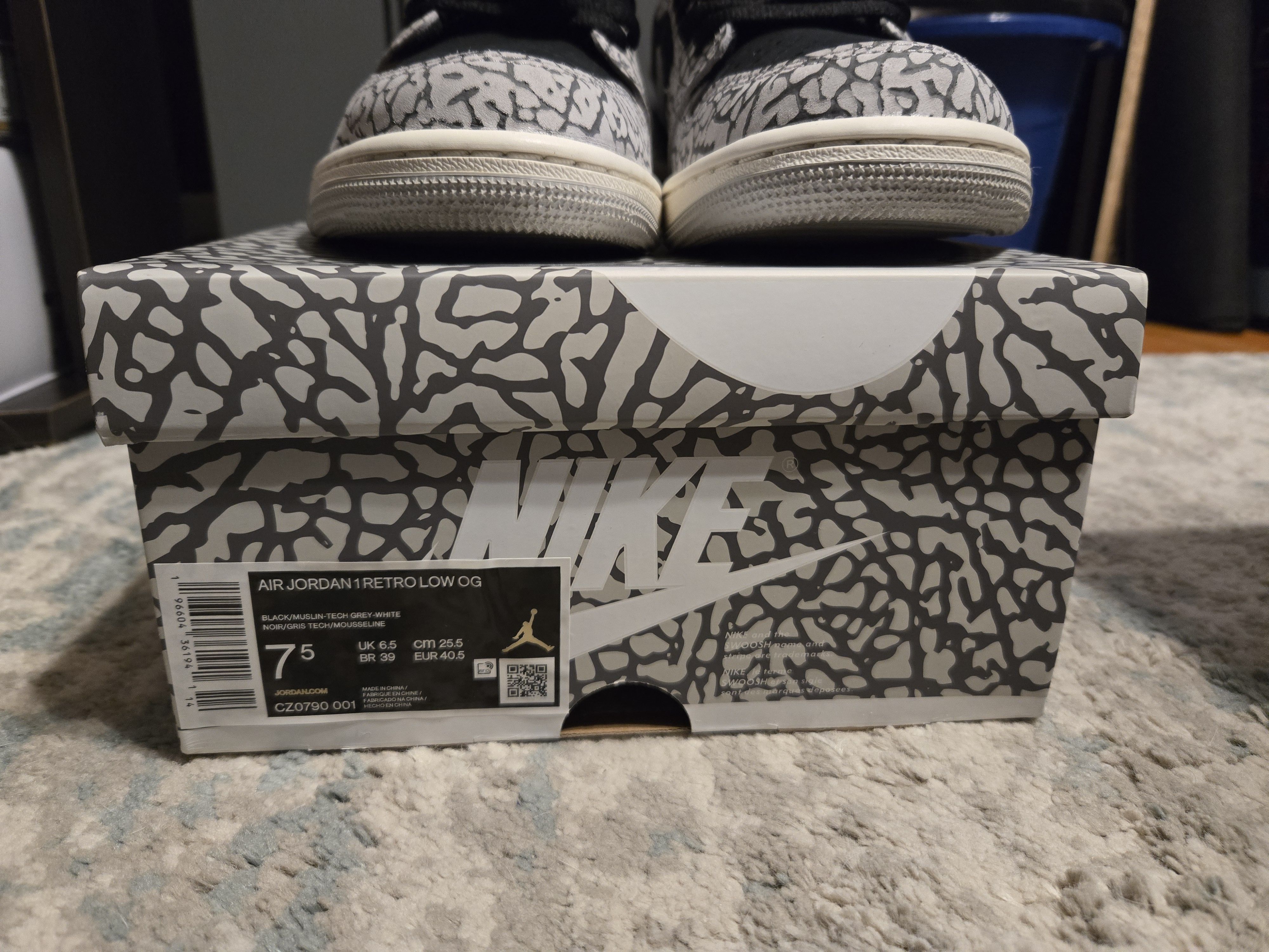 Nike Air Jordan 1 Retro Low OG Black Cement Size US 7.5 / EU 40-41 - 10 Thumbnail