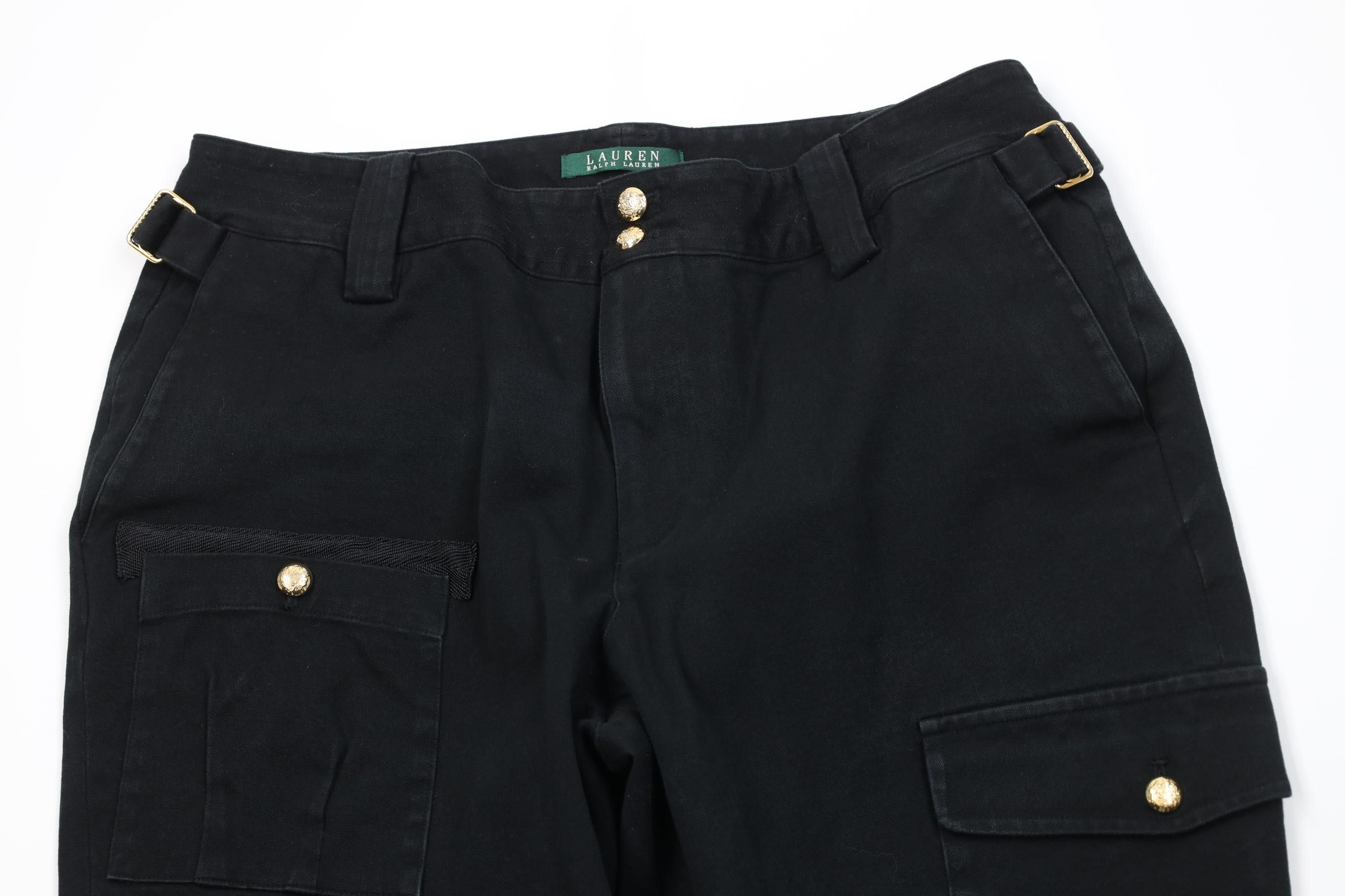 Polo Ralph Lauren Vintage 90s Ralph Lauren Flared Wide Leg Cargo Jeans Black Size 36" / US 14 / IT 50 - 2 Thumbnail