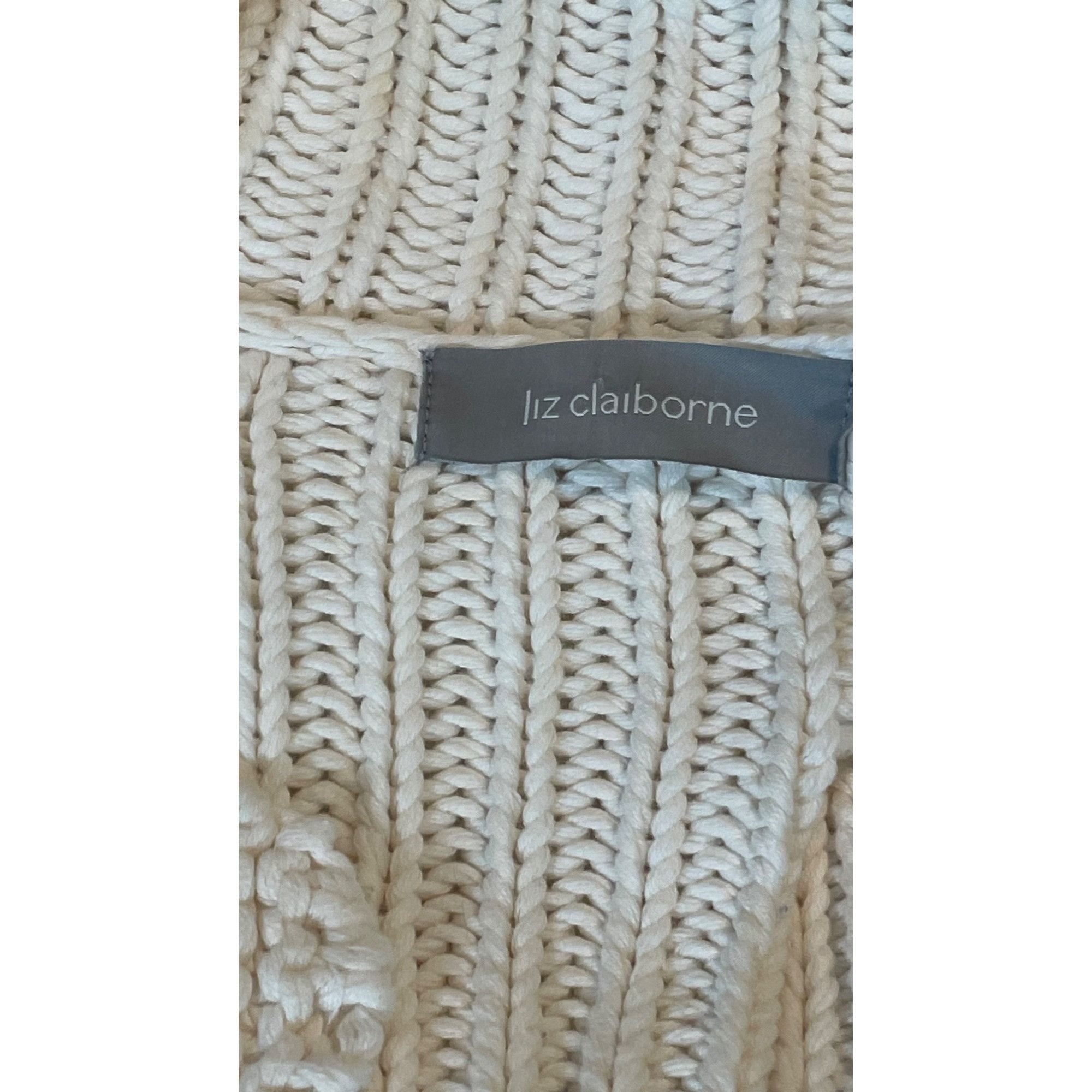Liz Claiborne Liz Claiborne Womens Cream Thick Knit Cardigan Sweater Large Size L / US 10 / IT 46 - 4 Thumbnail