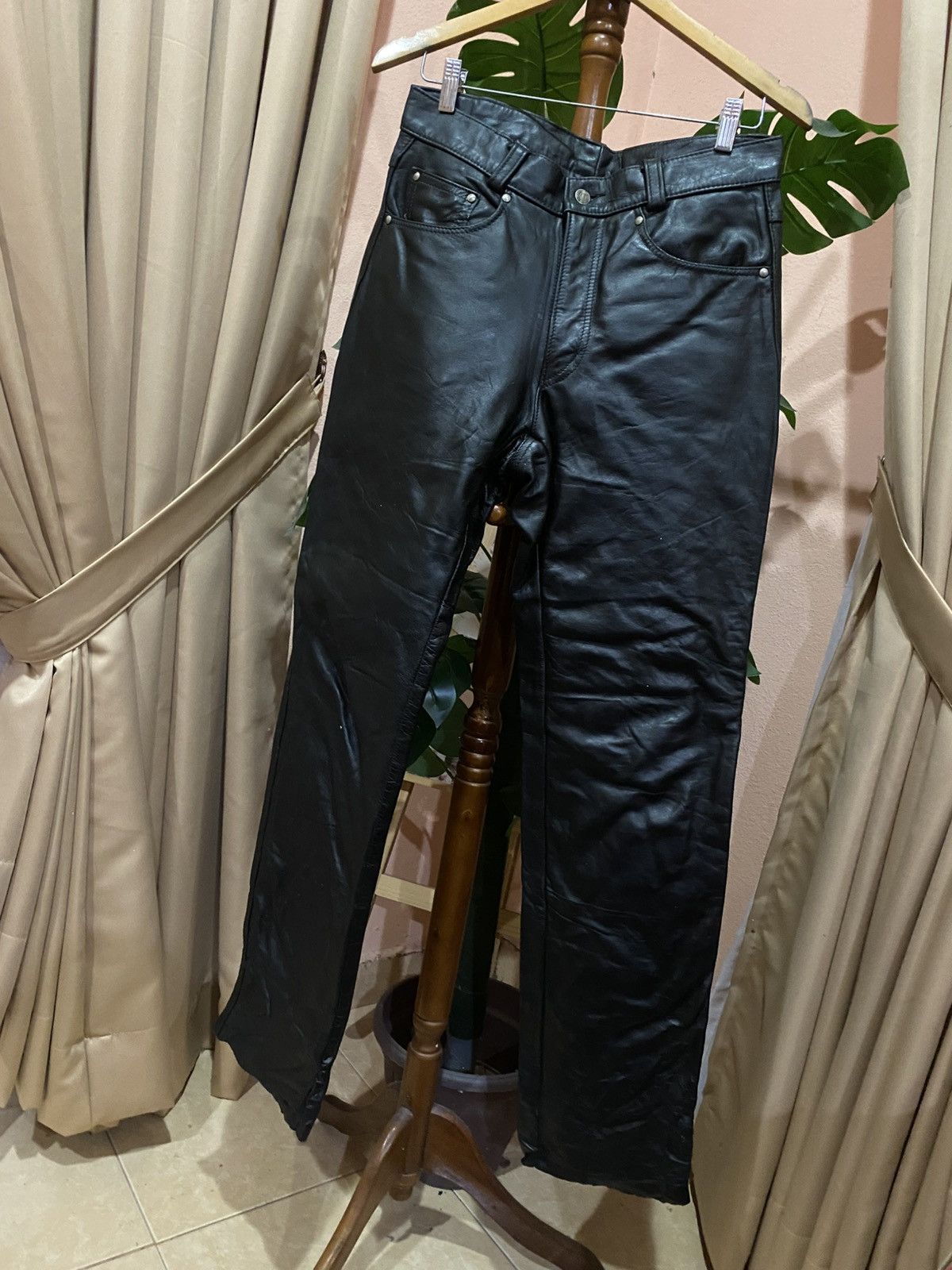 Schott Vintage Schott NYC Black Leather Pants Biker Rocker Style Size US 30 / EU 46 - 2 Thumbnail