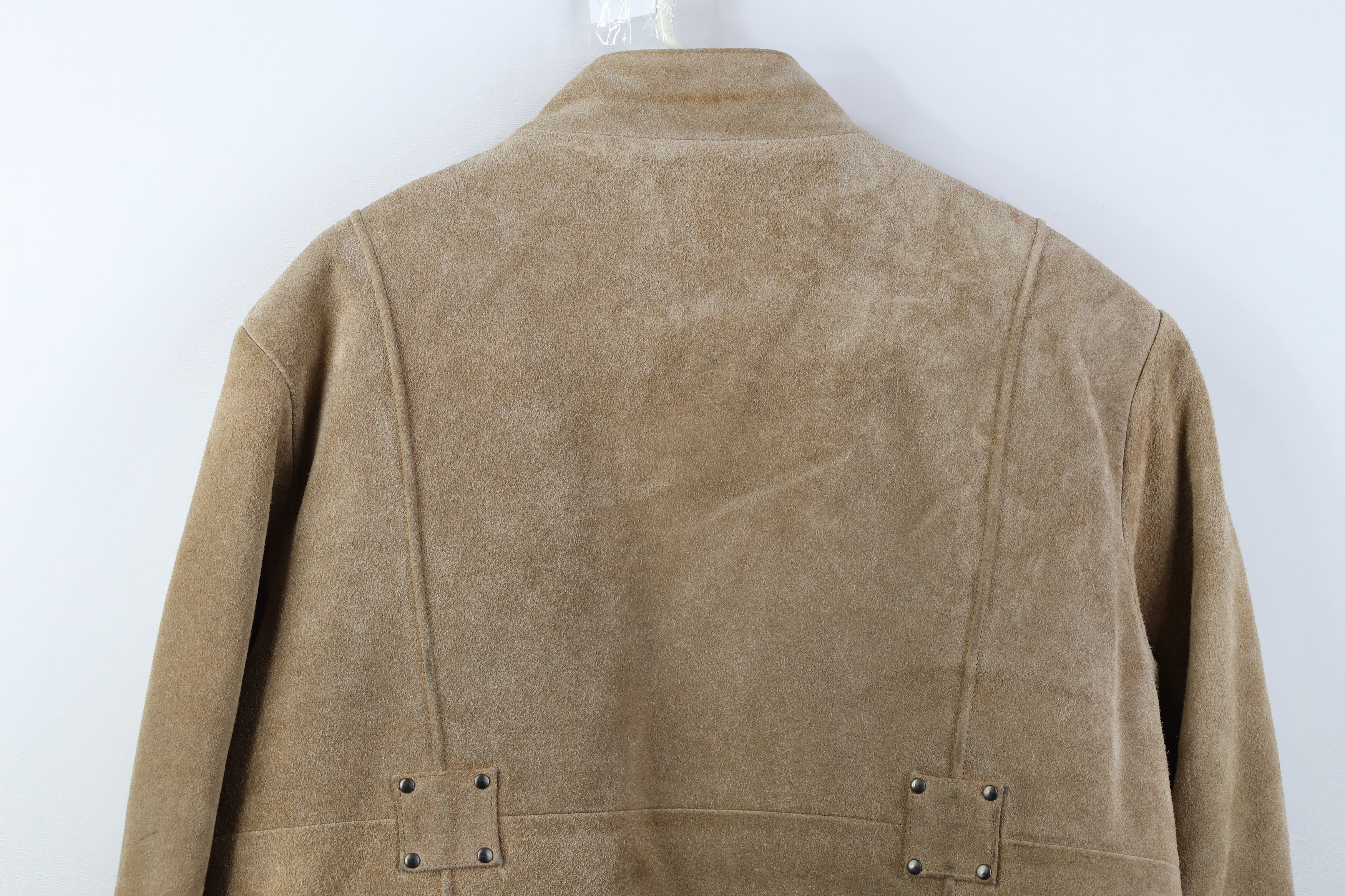 Vintage Vintage 70s Fleece Lined Suede Leather Bomber Jacket Beige Size US XXL / EU 58 / 5 - 16 Thumbnail