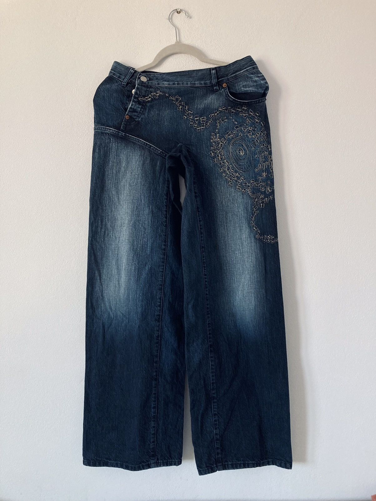 image of Michiko Koshino x Michiko Koshino London Vintage Wide Leg Jeans in Blue, Women's (Size 26)