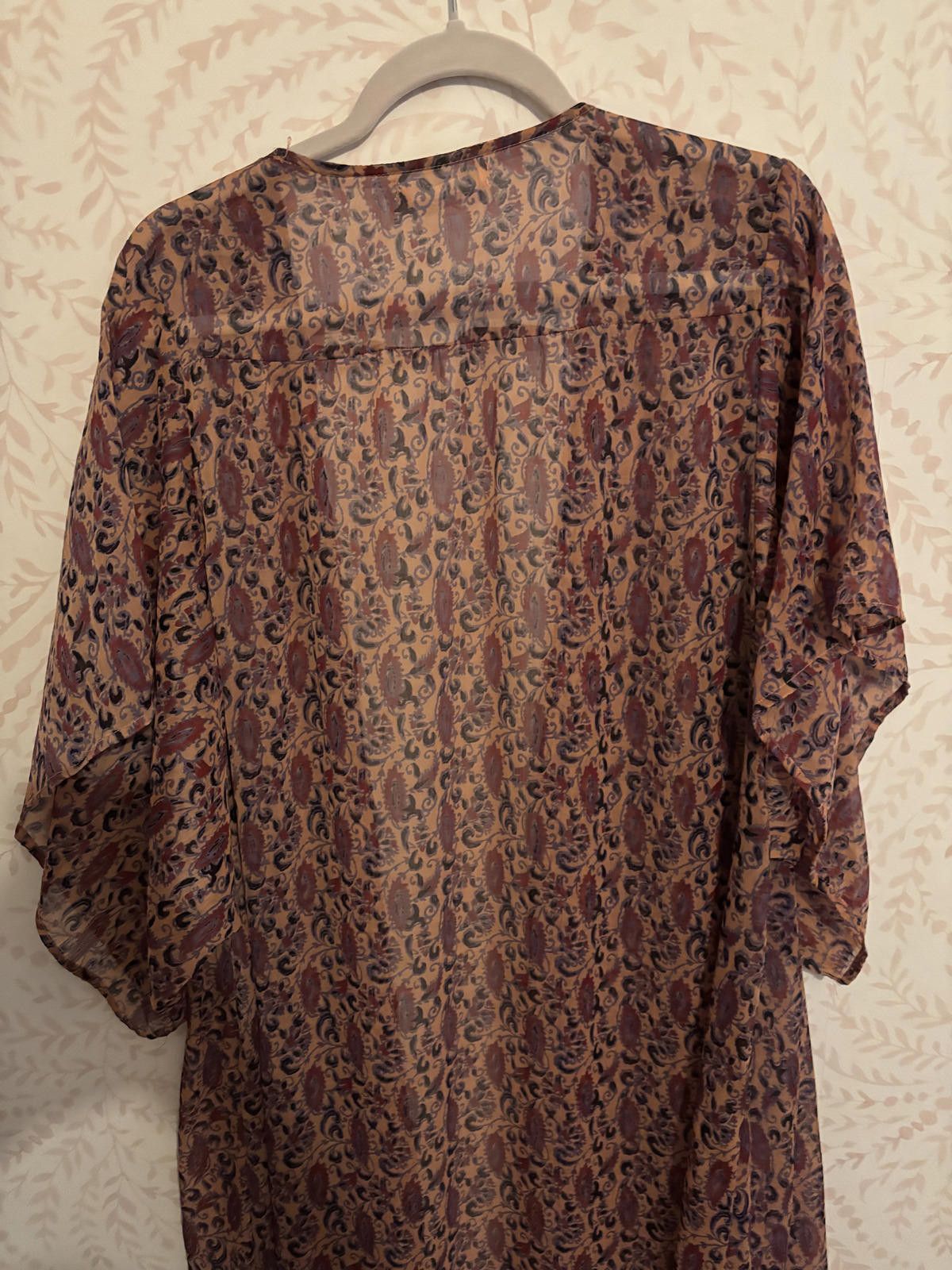 Other Band of Gypsies Sheer Printed Kimono Robe OSFM Size ONE SIZE - 7 Thumbnail
