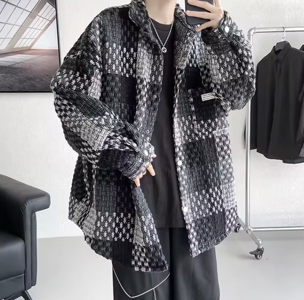 Japanese Brand Casual Plaid Knit Shirt Size US L / EU 52-54 / 3 - 1 Thumbnail