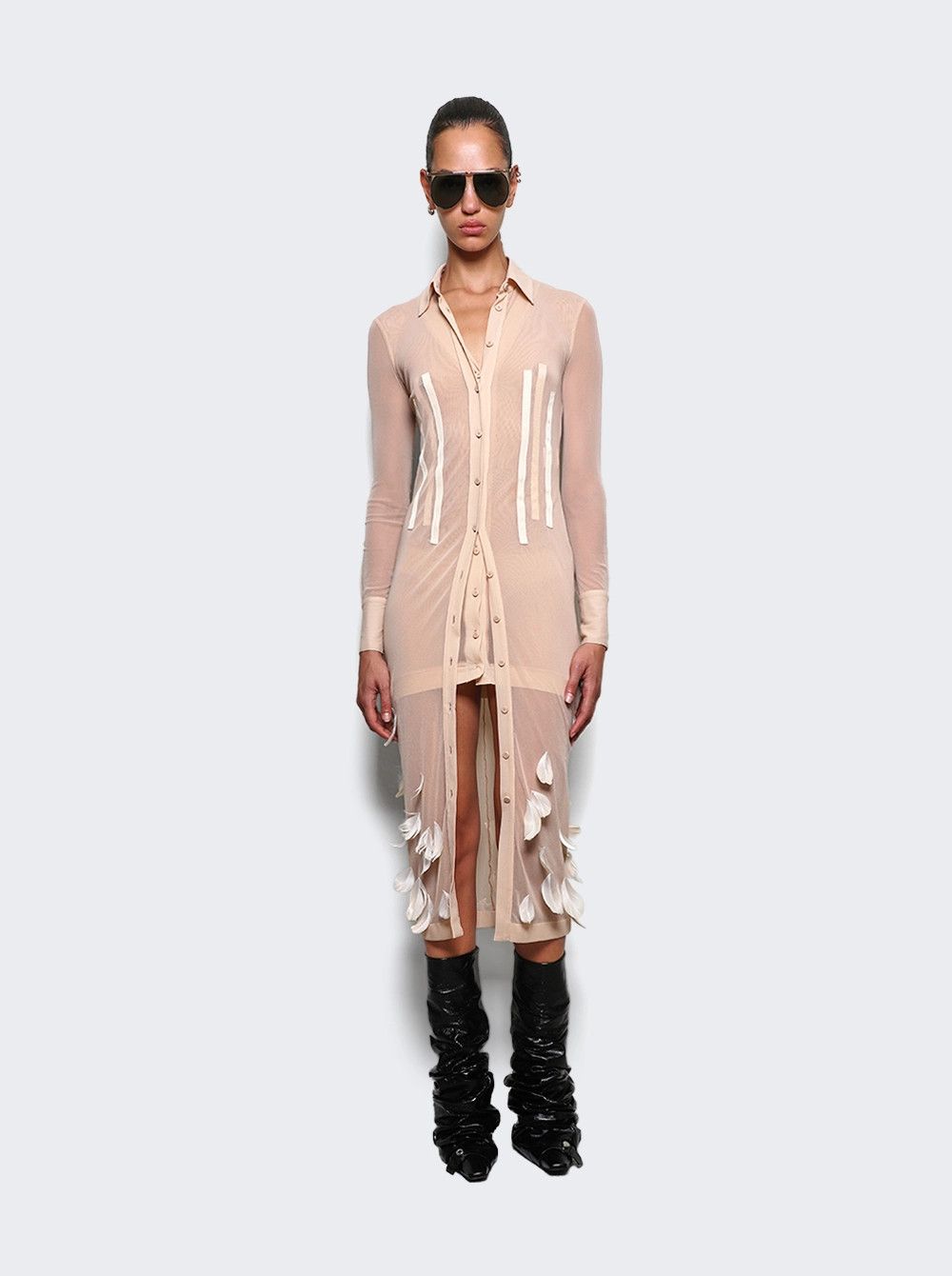 The Attico o1mle0526 Layered Cardigan Dress in Beige Size M / US 6-8 / IT 42-44 - 3 Thumbnail