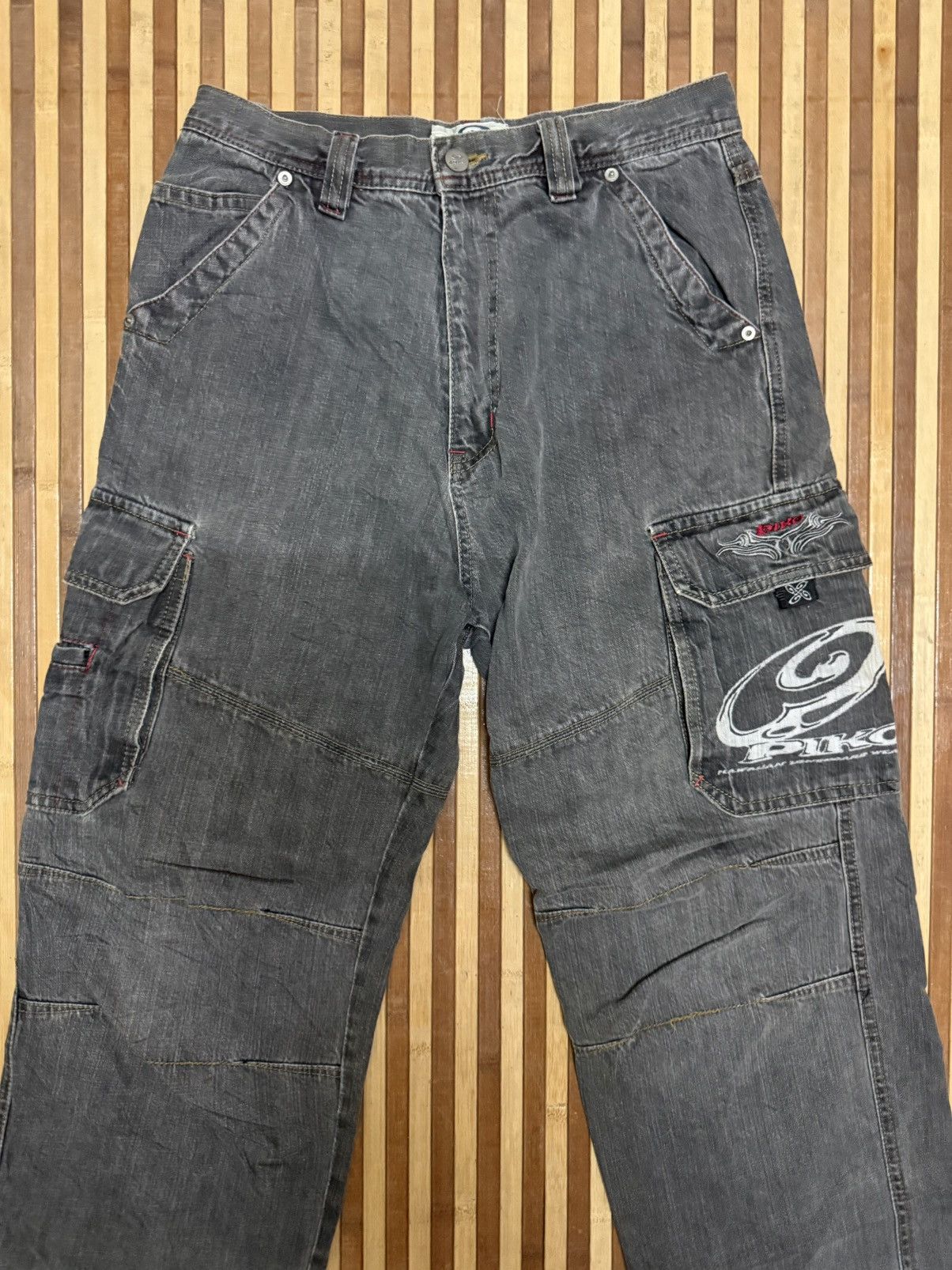 Japanese Brand Piko Hawaiian Denim Cargo Pants Y2K Japan Style / Streetwear Size US 28 / EU 44 - 2 Thumbnail