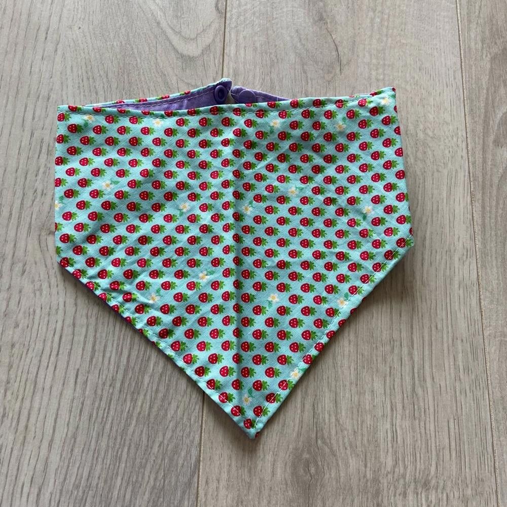 Designer Purple and Strawberry Dog Bandana Size ONE SIZE - 2 Thumbnail