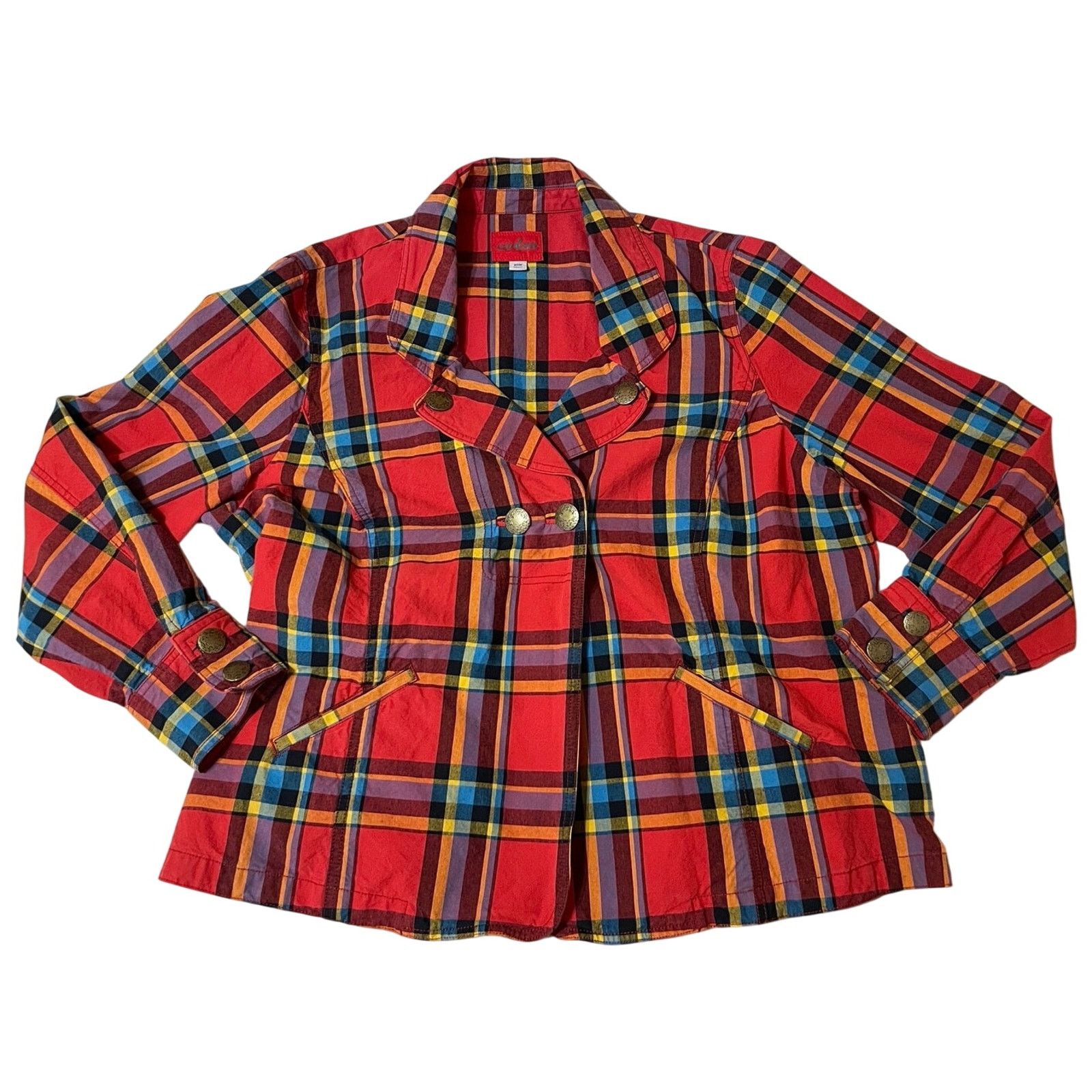 Other Caslon Multicolor Red Plaid Button Up Jacket Coat 20W Size 3XL / US 20-22 - 10 Thumbnail
