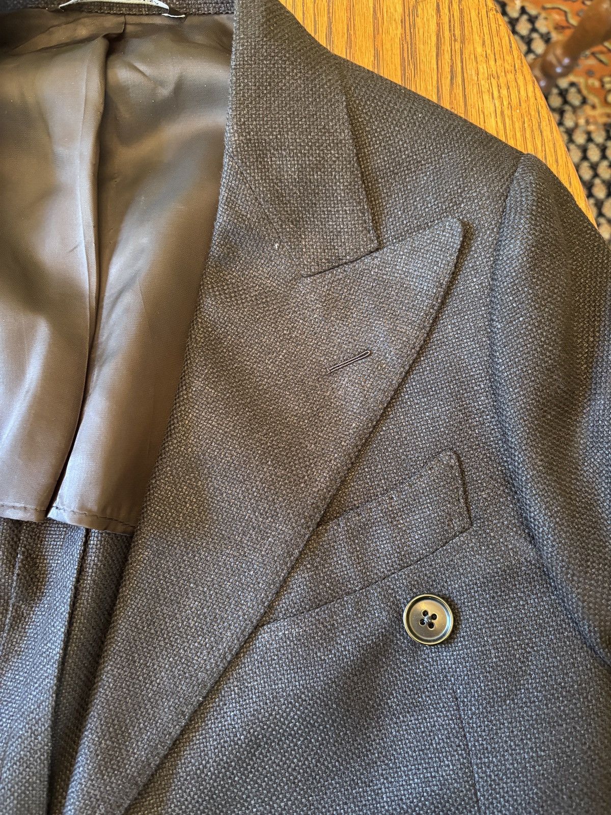 Other Black Basketweave Double Breasted Wool Suit Size 34S - 6 Thumbnail