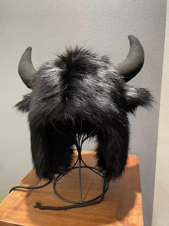 Japanese Brand Faux Fur Horned Trapper Hat - Gothic Beastcore Ushanka Size ONE SIZE - 3 Thumbnail