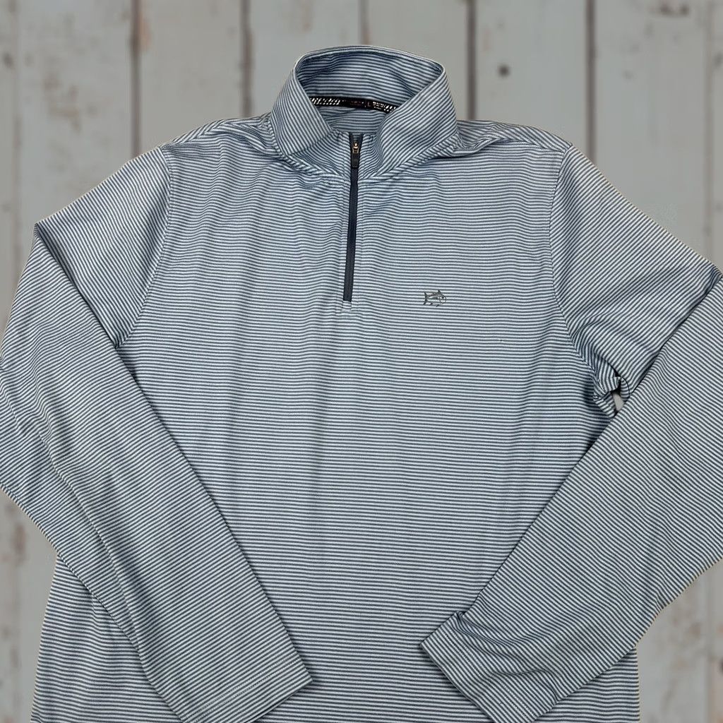 Southern Tide Southern Tide Sweater Men Large Blue Stripe 1/4 Zip Pullover Knit Logo L Size US L / EU 52-54 / 3 - 1 Thumbnail