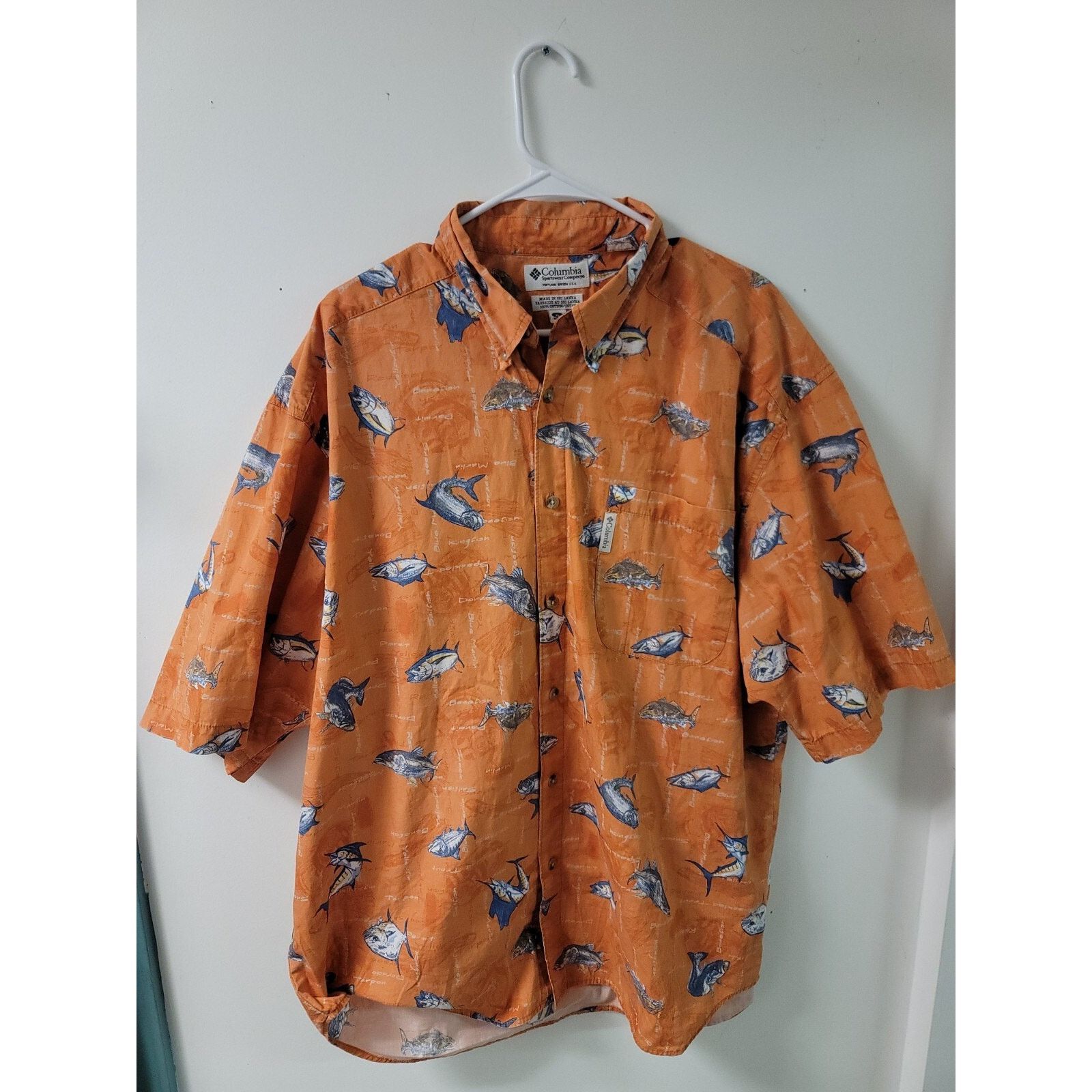 Columbia Columbia Mens XL Button Down Shirt Short Sleeve Ocean Print Size US XL / EU 56 / 4 - 1 Thumbnail