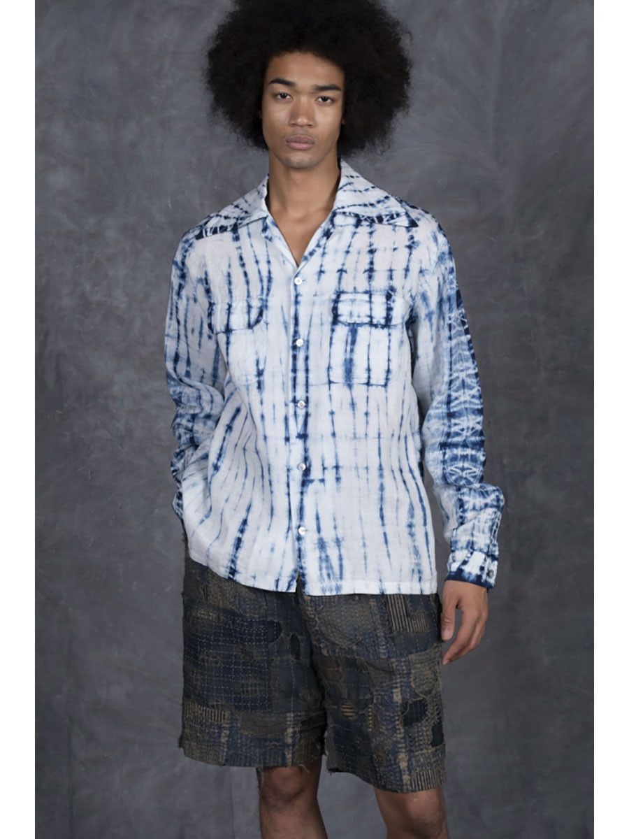 Kapital kapital French Linen Tokushima Dan Shibori Dyed Shirt Size US L / EU 52-54 / 3 - 6 Thumbnail