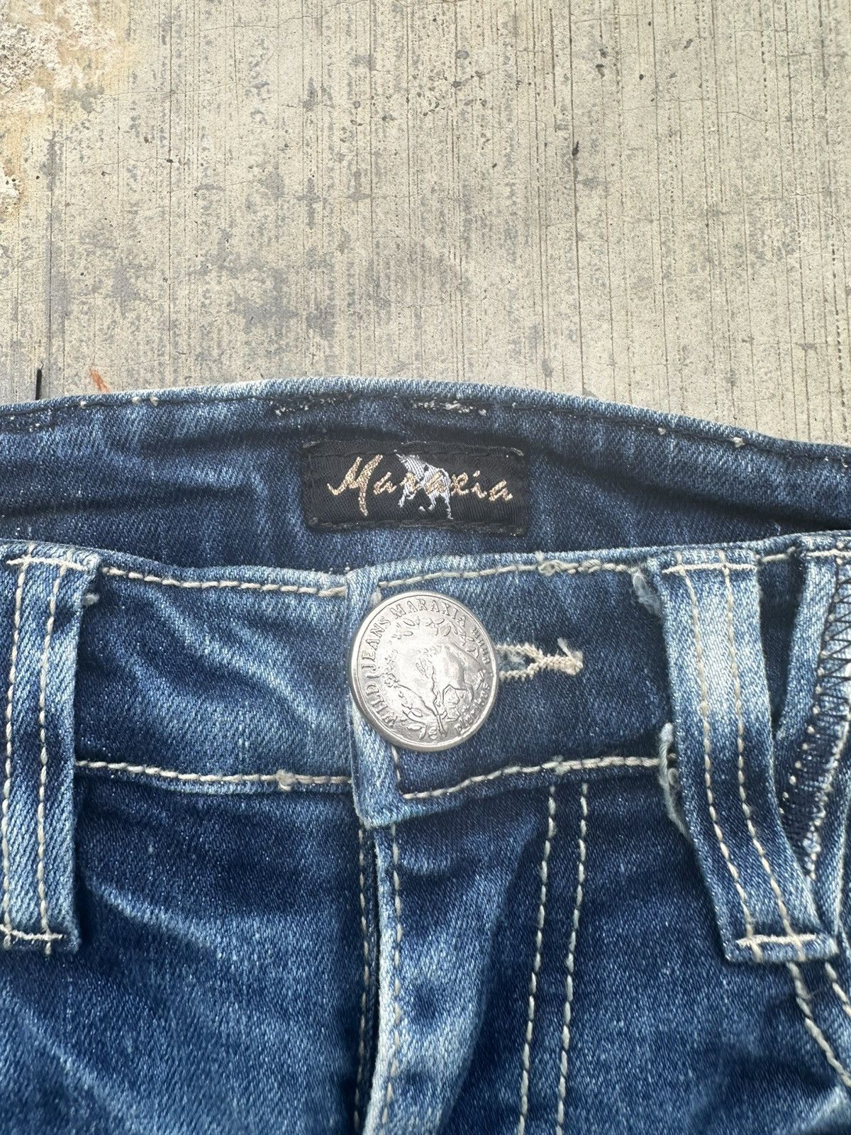 Japanese Brand 2000s Maraxia embroidery skinny wash jeans Size 26" / US 2 / IT 38 - 4 Thumbnail
