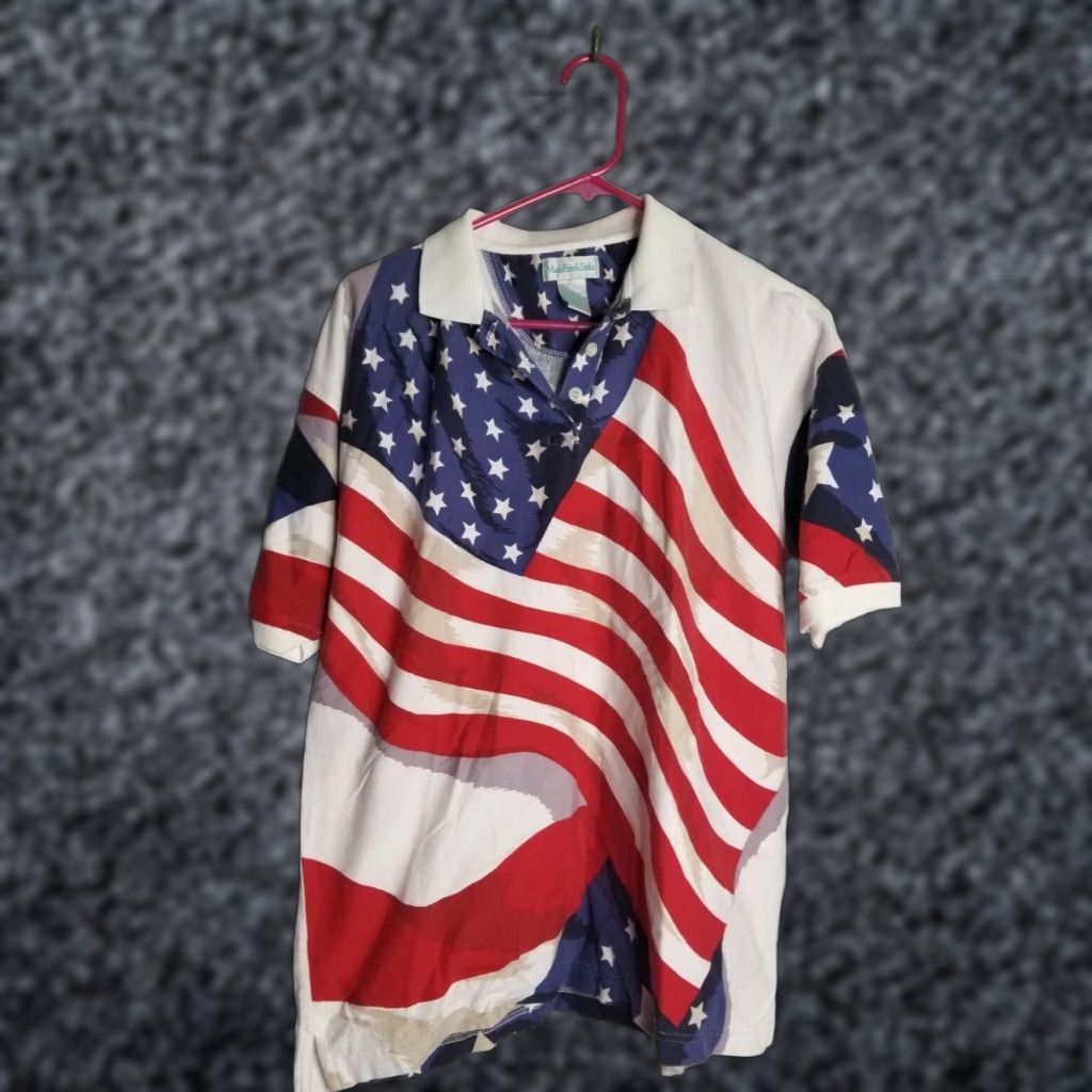 Vintage VINTAGE Mark Fore Strike American Flag Patriotic Womens XL White Short Sleeve Polo Shirt Size XL / US 12-14 / IT 48-50 - 1 Thumbnail
