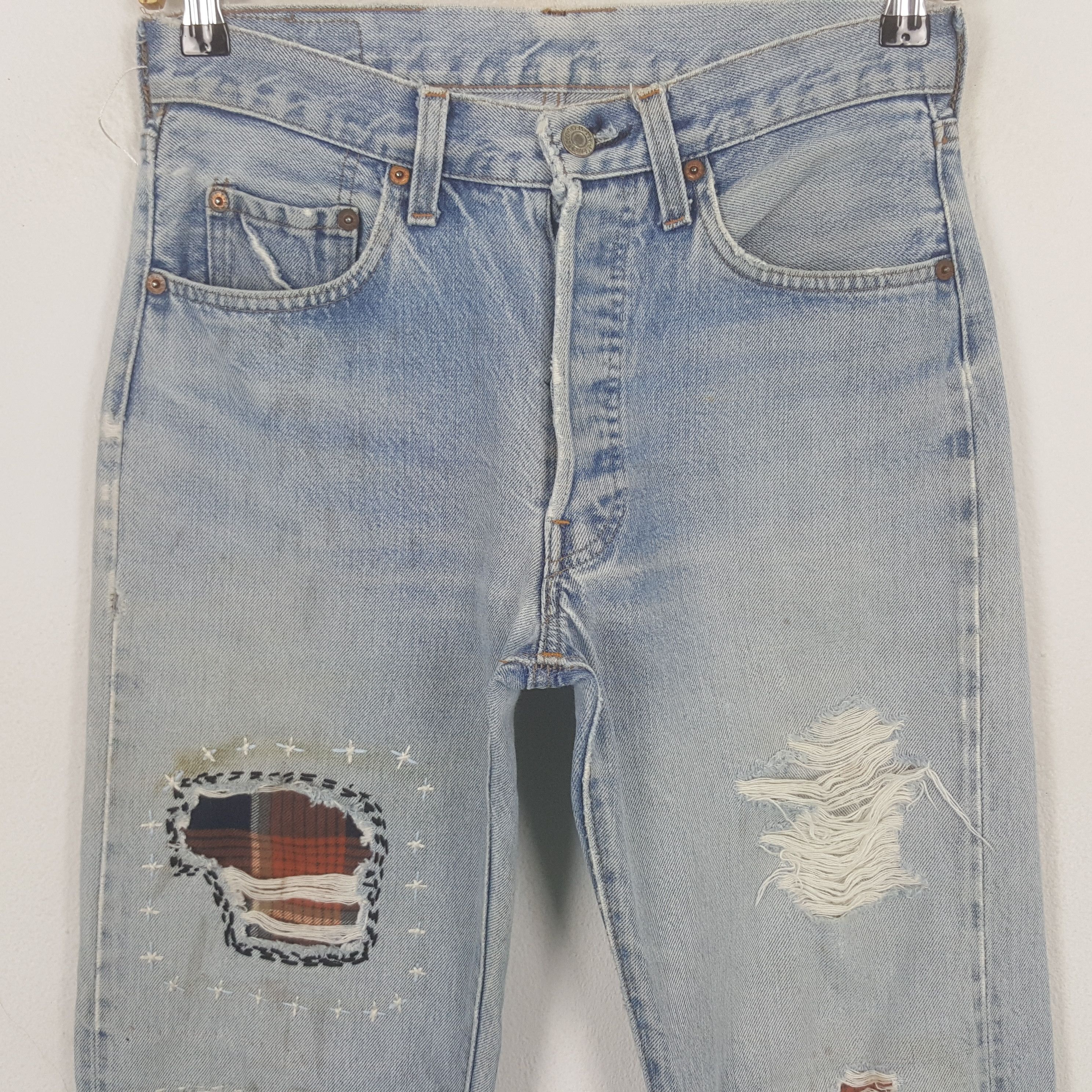 Levi's Vintage Clothing Vintage Levi's 501 Distressed Patch Denim Jeans Size US 28 / EU 44 - 2 Thumbnail