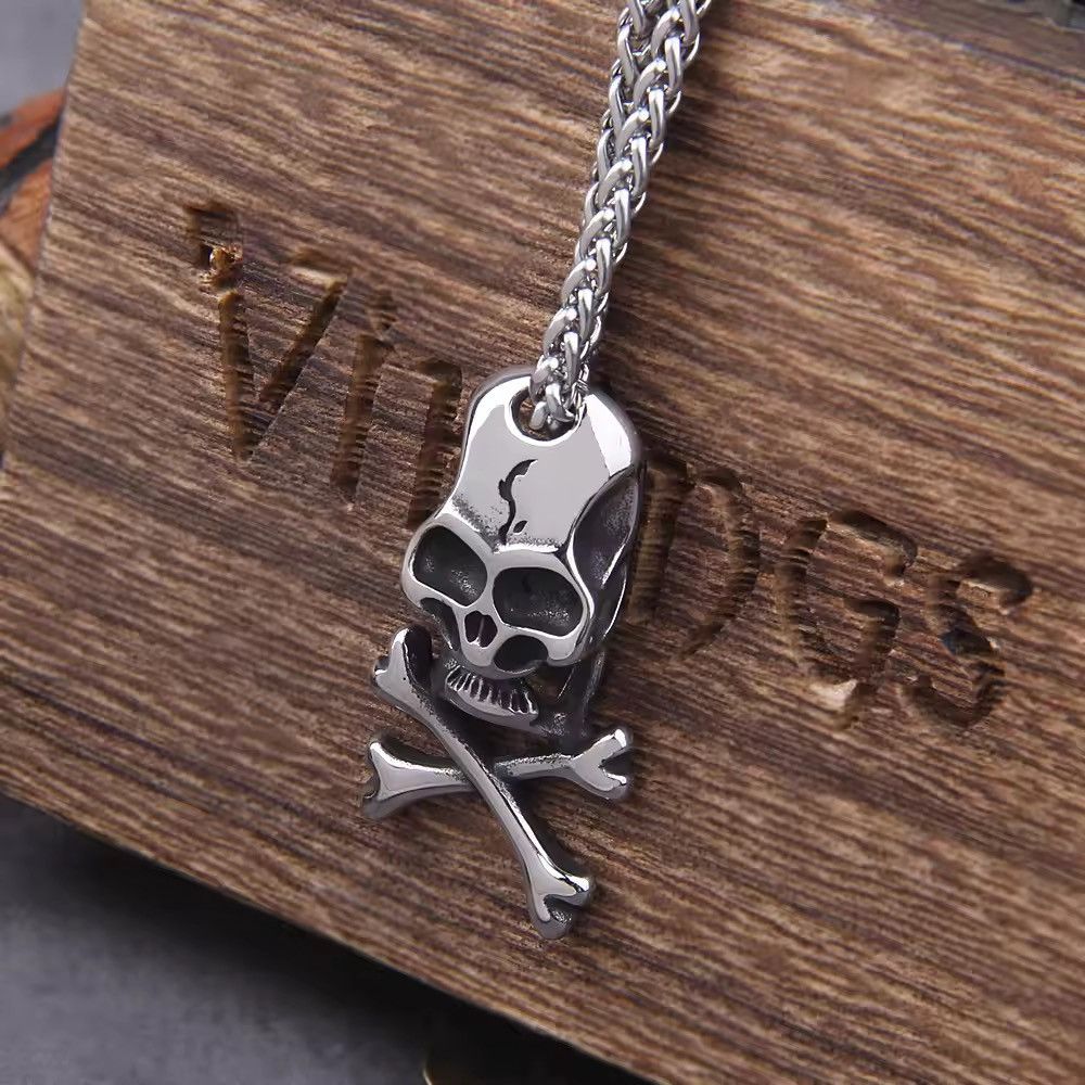 Vintage Punk Steel Skull Chain Pendant Necklace Size ONE SIZE - 1 Thumbnail