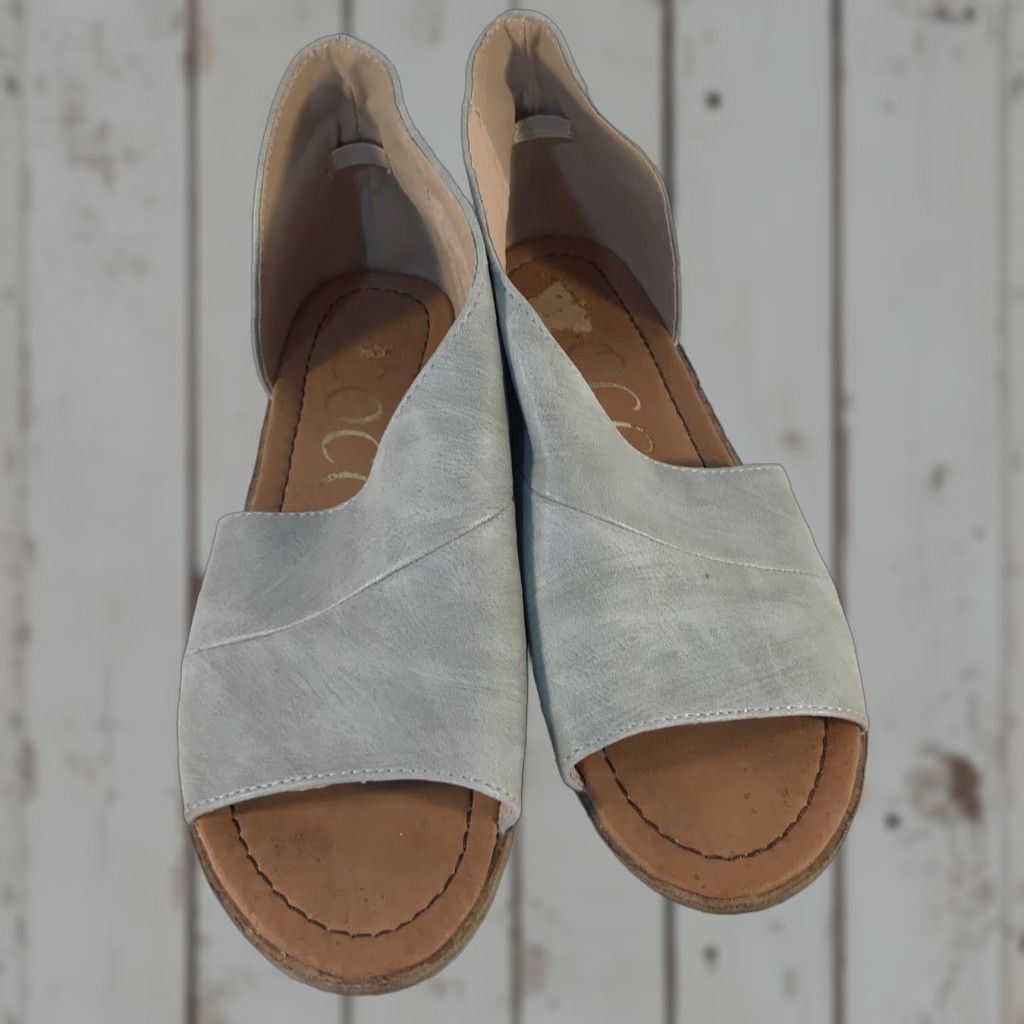 Vintage Ccocci Adele Gray Leather Slides Peep Toe Women’s Size 7 Low Heel Size US 7 / IT 37 - 1 Thumbnail