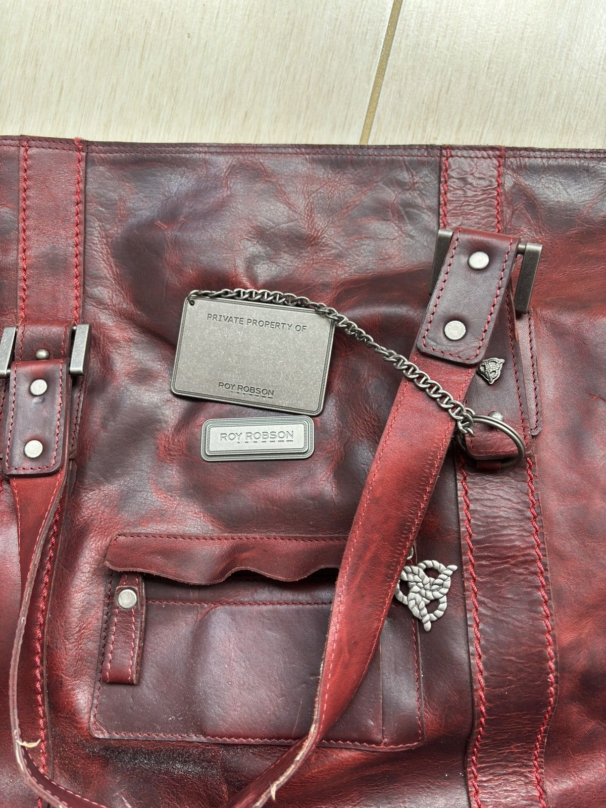 Other Roy Robson Distressed Leather Weekend Duffel Bag in Oxblood Size ONE SIZE - 2 Thumbnail