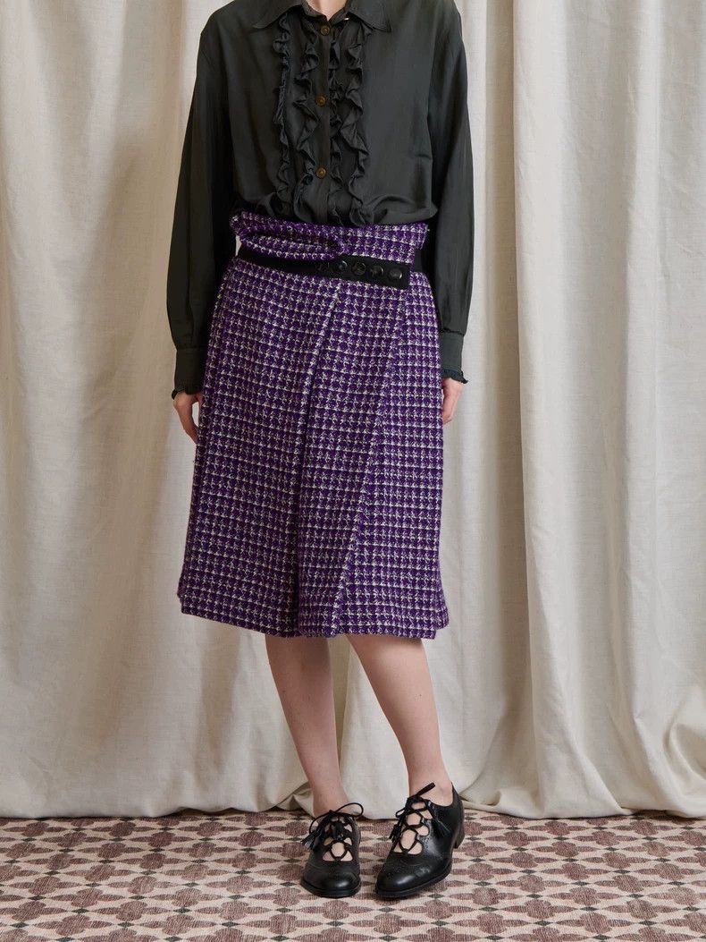 Comme des Garcons Comme Des Garcons size M Purple tweed plaid overskirt Size 23" - 6 Thumbnail