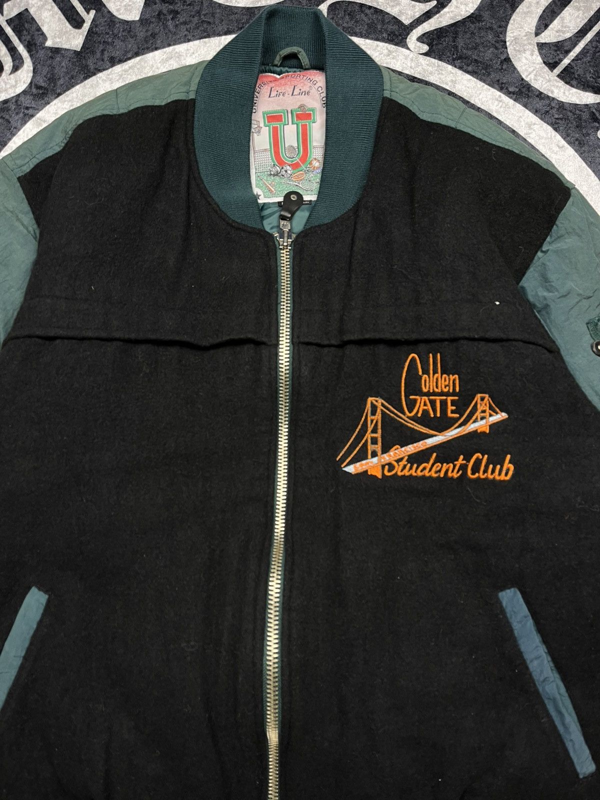 Vintage Vintage University Embroidery Golden Gate Student Bomber Size US XL / EU 56 / 4 - 4 Thumbnail