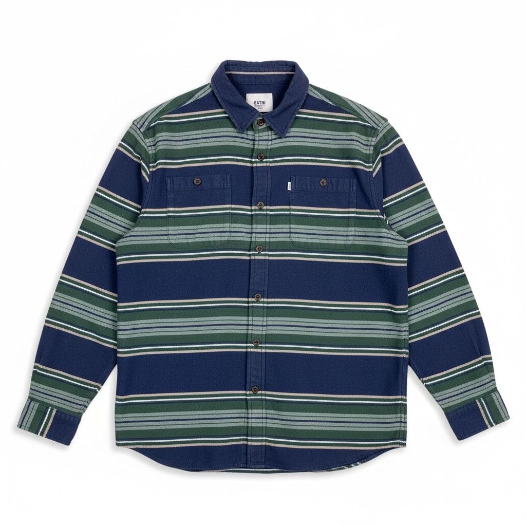 Katin Katin Flannel Shirt Blue Green LS Striped Cotton Button Up M Size US M / EU 48-50 / 2 - 1 Thumbnail