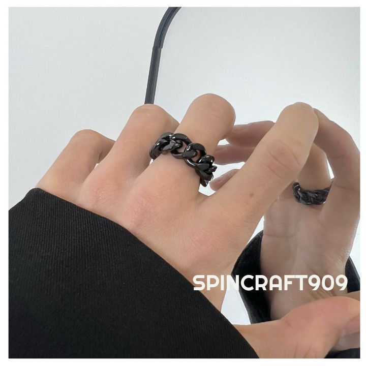 Jewelry Linked Ring Set ( Black / Silver ) Size ONE SIZE - 4 Thumbnail