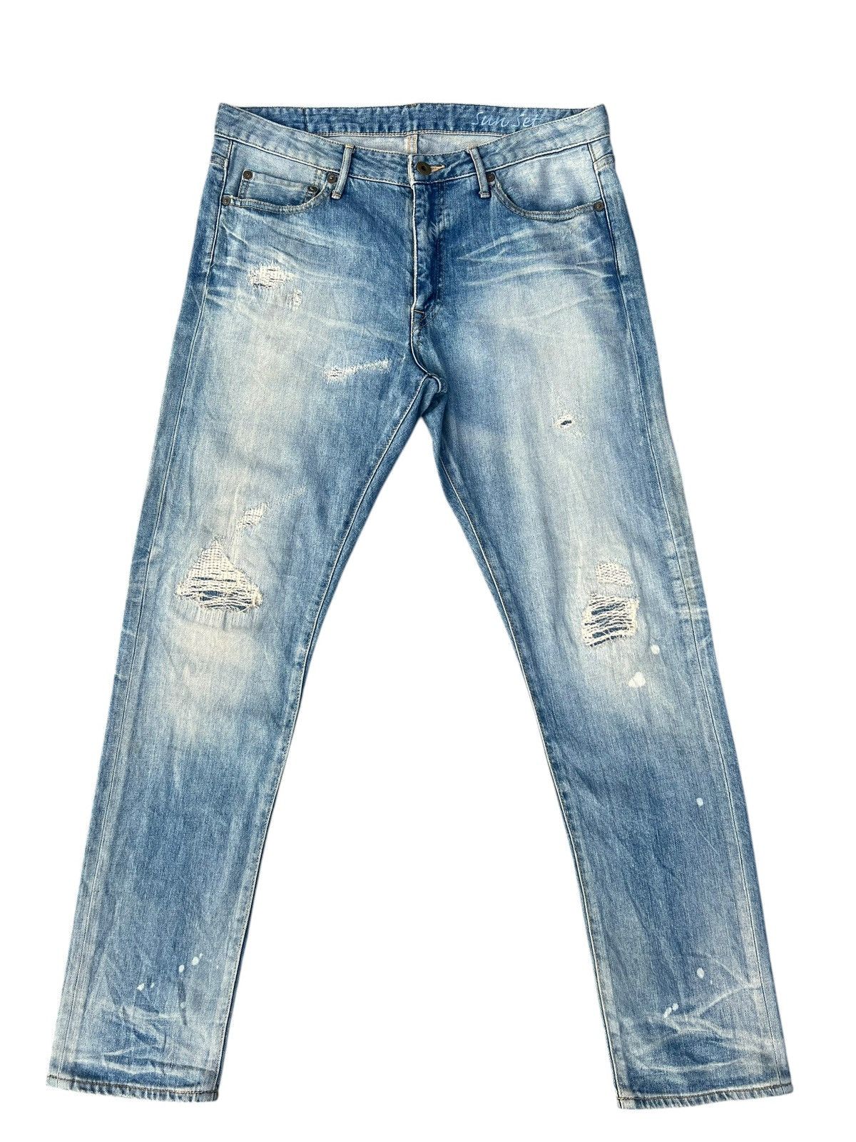 Japan Blue Jeans Dirty Mud Japan Blue Distressed Denim Stretch Sun Set Jeans Size US 32 / EU 48 - 1 Thumbnail