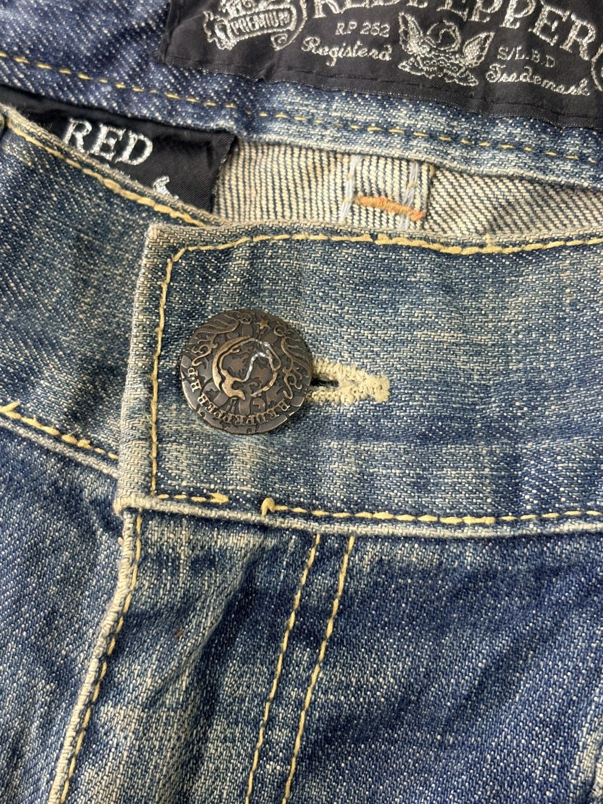 Hysteric Glamour SICK RUSTY RED PAPER VINTAGE DENIM distressed mud wash flare Size US 32 / EU 48 - 8 Thumbnail