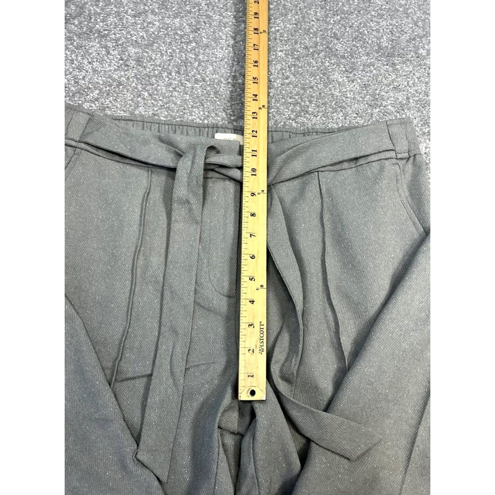 Loft Loft Dress Pants Womens 12 Gray Pleated High Rise Tapered Paperbag Tie Waist Nylon Blend Dress Pants Loft Women's 12 Gray Size 34" / US 12 / IT 48 - 4 Thumbnail