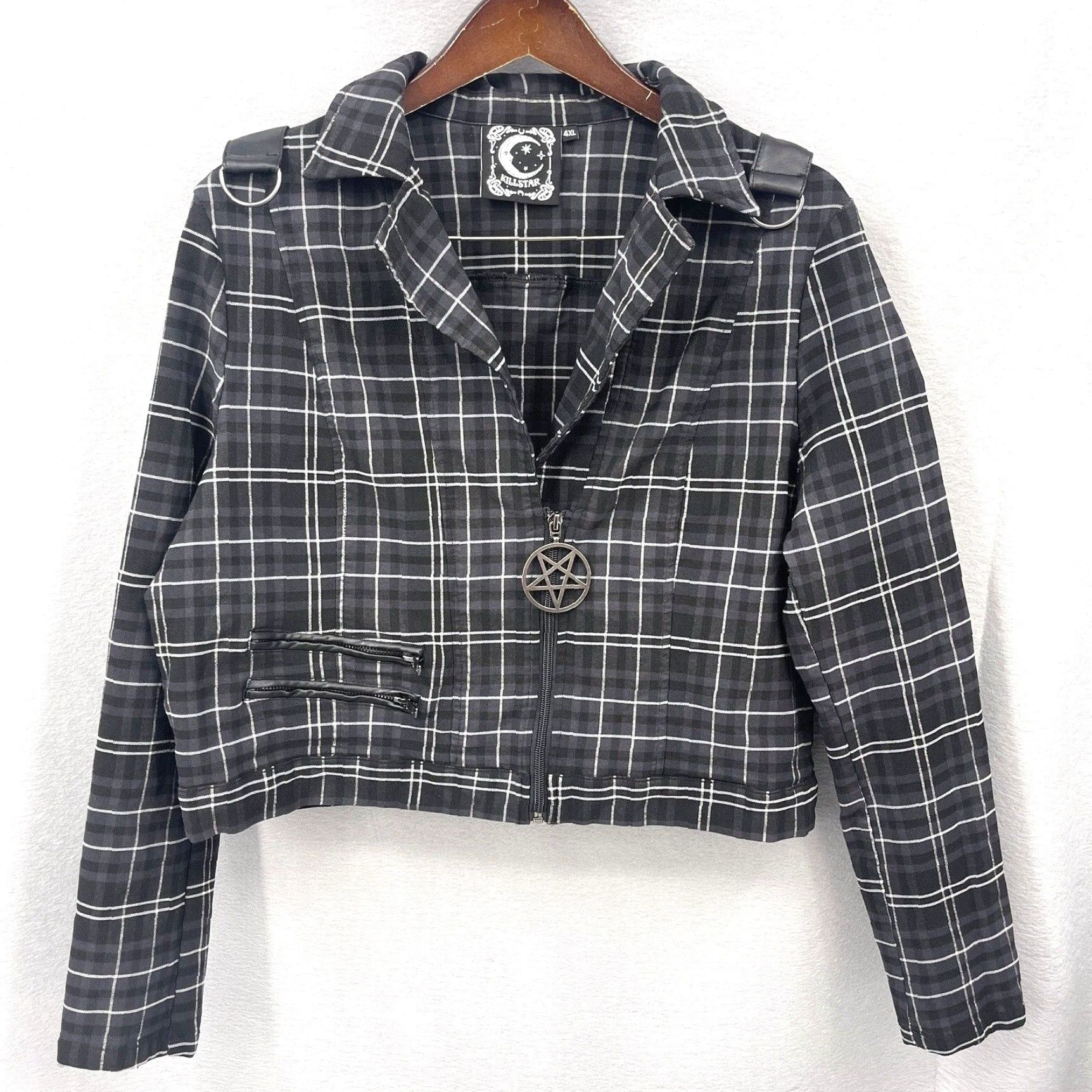 Killstar Killstar Jacket Womens 4XL Black Freak Flag Plaid Zip Casual Theme Flag Size XXL / US 16-18 / IT 52-54 - 2 Thumbnail