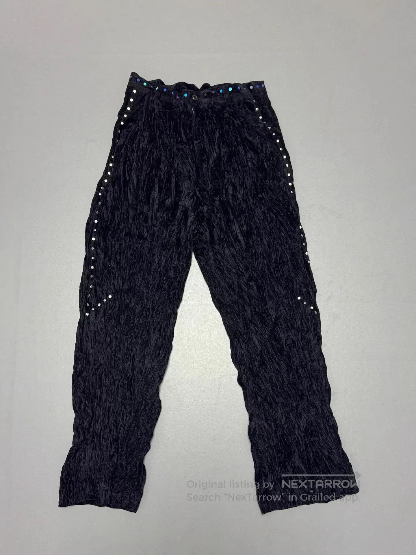 Issey Miyake Black Textured Pants with Studded Belt Detail. Size US 32 / EU 48 - 5 Thumbnail