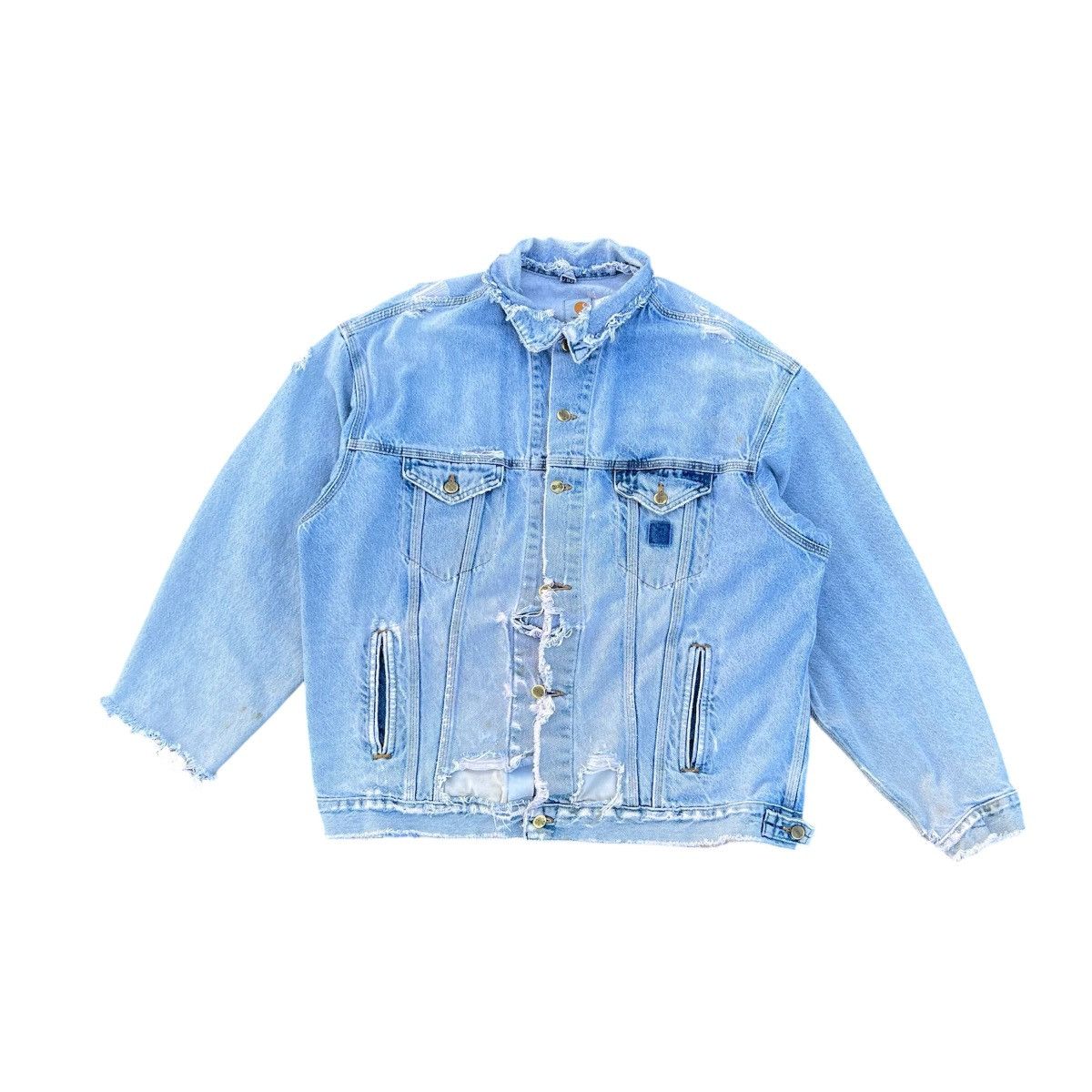 Carhartt Vintage Thrashed Carhartt Light Wash Denim Jacket Size US XL / EU 56 / 4 - 1 Thumbnail
