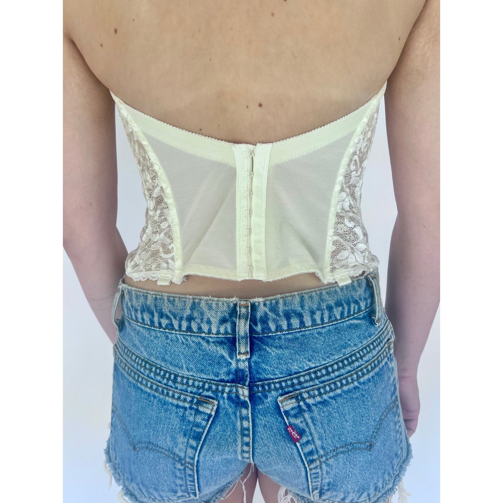 Vintage VTG Ivory Lace Bustier Corset Top Lingerie Glam Party 36B Size M / US 6-8 / IT 42-44 - 5 Thumbnail