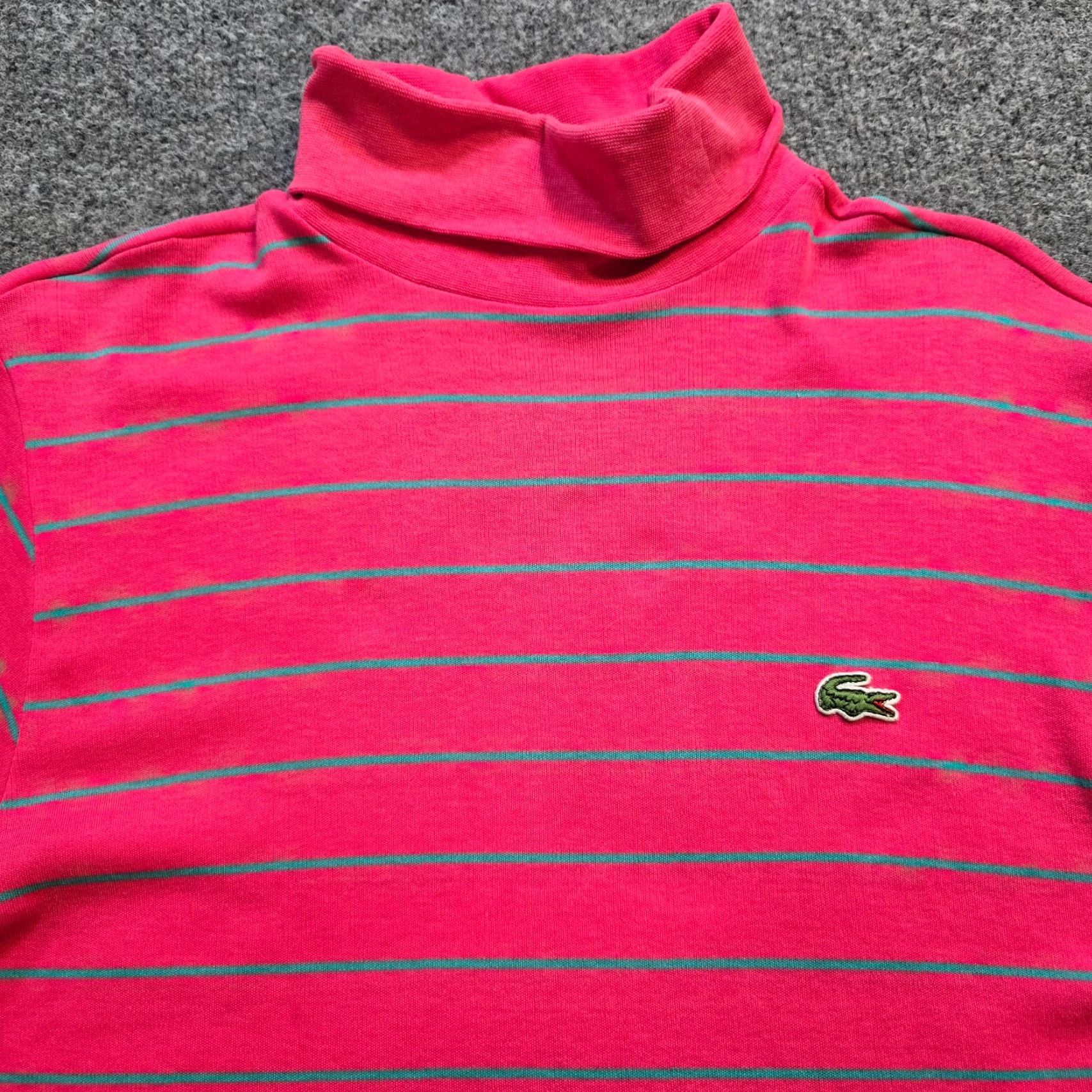 Izod VINTAGE Izod Lacoste Top Womens Medium Pink Turtleneck Striped Long Sleeve 80s Size M / US 6-8 / IT 42-44 - 2 Thumbnail
