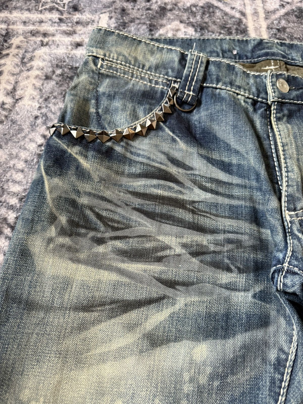 GOSTAR DE FUGA Buffalo bobs japan heavy claw mark studded flared jeans Size US 32 / EU 48 - 4 Thumbnail