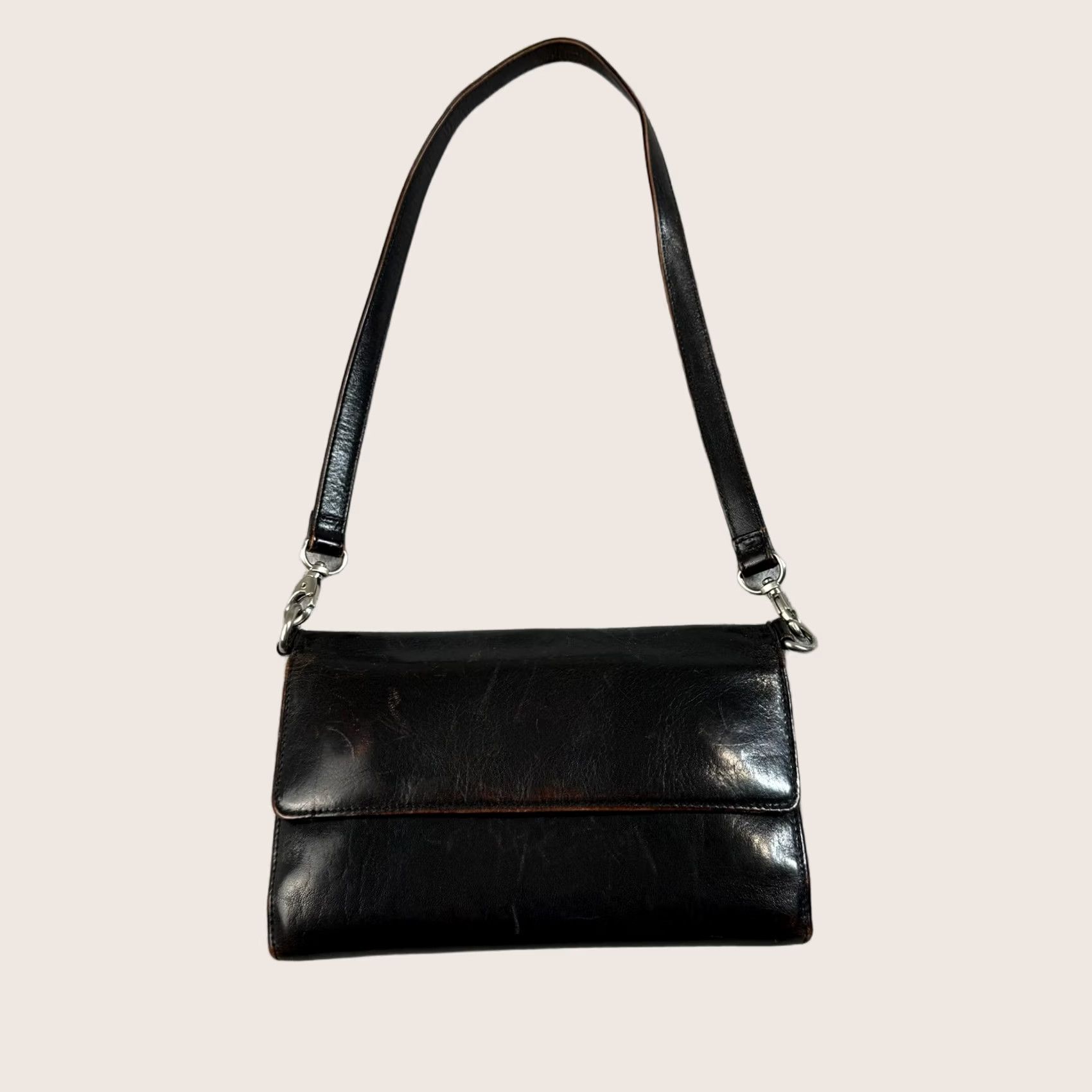 Vintage VINTAGE Hobo International Purse Bag Womens Small Black Leather Organizer Handbag READ Size ONE SIZE - 1 Thumbnail