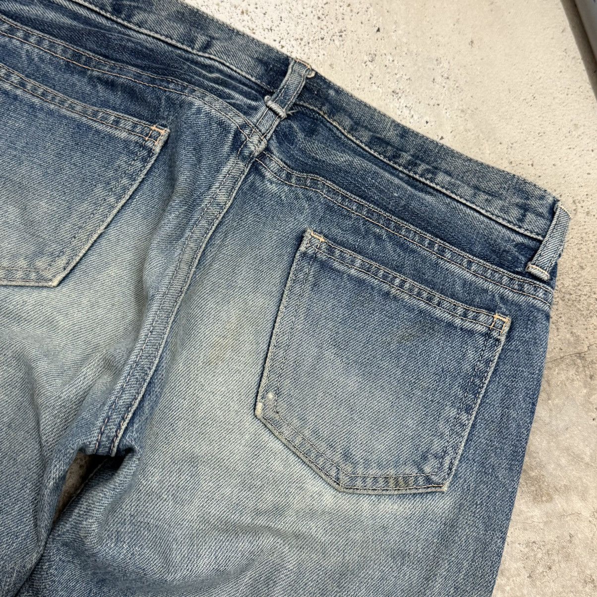 Japanese Brand DMG Buttonfly Slim Straight Distressed Denim Pants Size 26" / US 2 / IT 38 - 14 Thumbnail