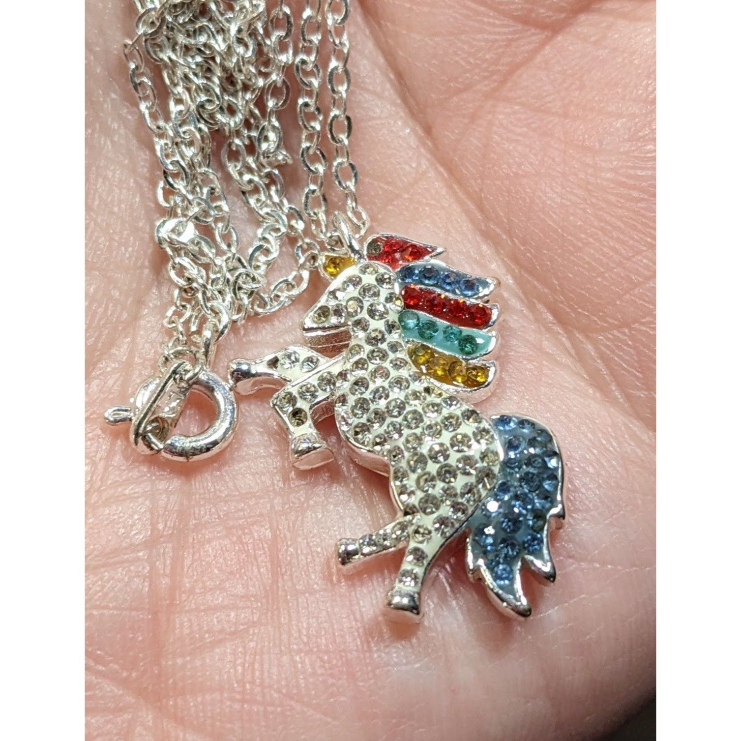 Other LA Gem And Jewelry Designs Rainbow Rhinestone Unicorn Neckla Size ONE SIZE - 6 Thumbnail