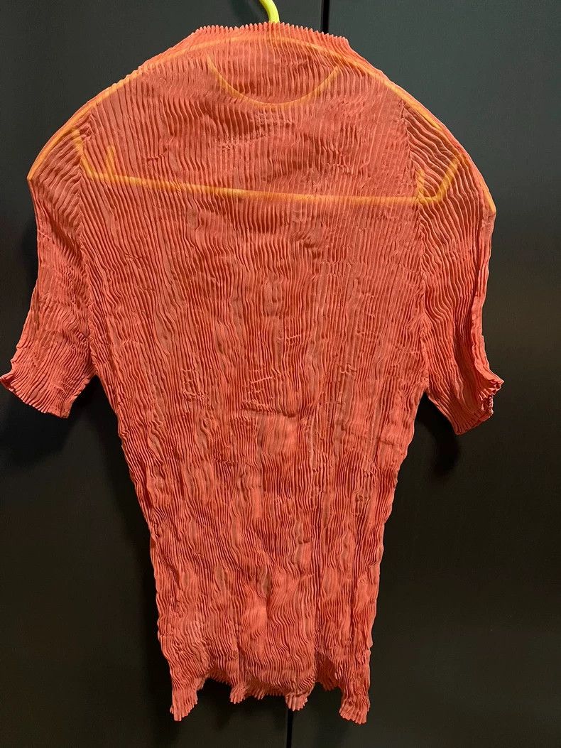 Issey Miyake Issey Miyake Orange pleated see-through top Size M / US 6-8 / IT 42-44 - 3 Thumbnail