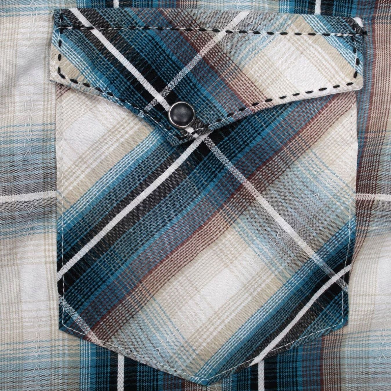 Wrangler Wrangler Pearl Snap Shirt Mens XL Plaid Blue/Tan Long Sleeve Button-Up Western Cotton/Poly Shirt Size US XL / EU 56 / 4 - 7 Thumbnail