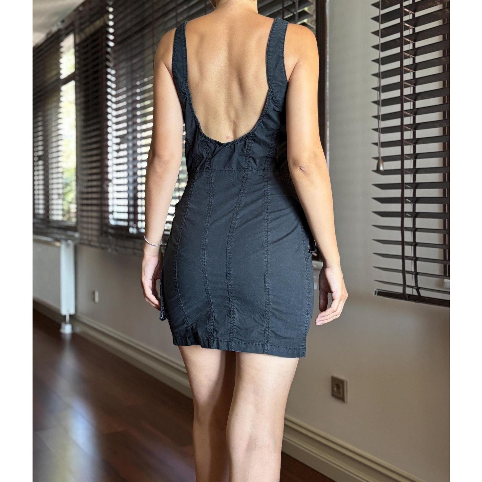 Guess Guess Y2K Black Cargo Mini Dress Zip Utility Size S Archive Size S / US 4 / IT 40 - 3 Thumbnail
