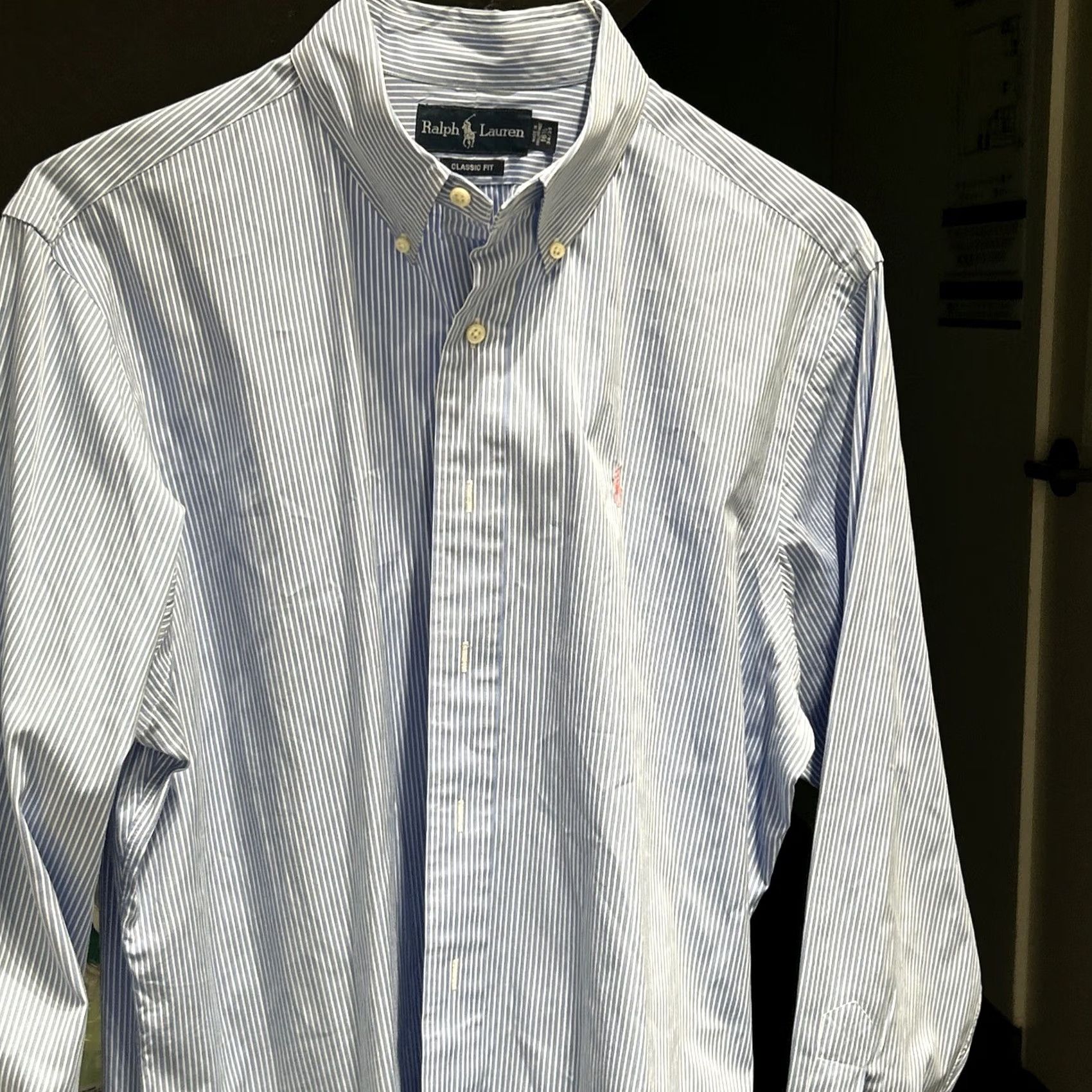 Ralph Lauren Ralph Lauren Polo Shirt Men Blue Stripe Classic Fit Oxford 16.5 B Size US XL / EU 56 / 4 - 3 Thumbnail